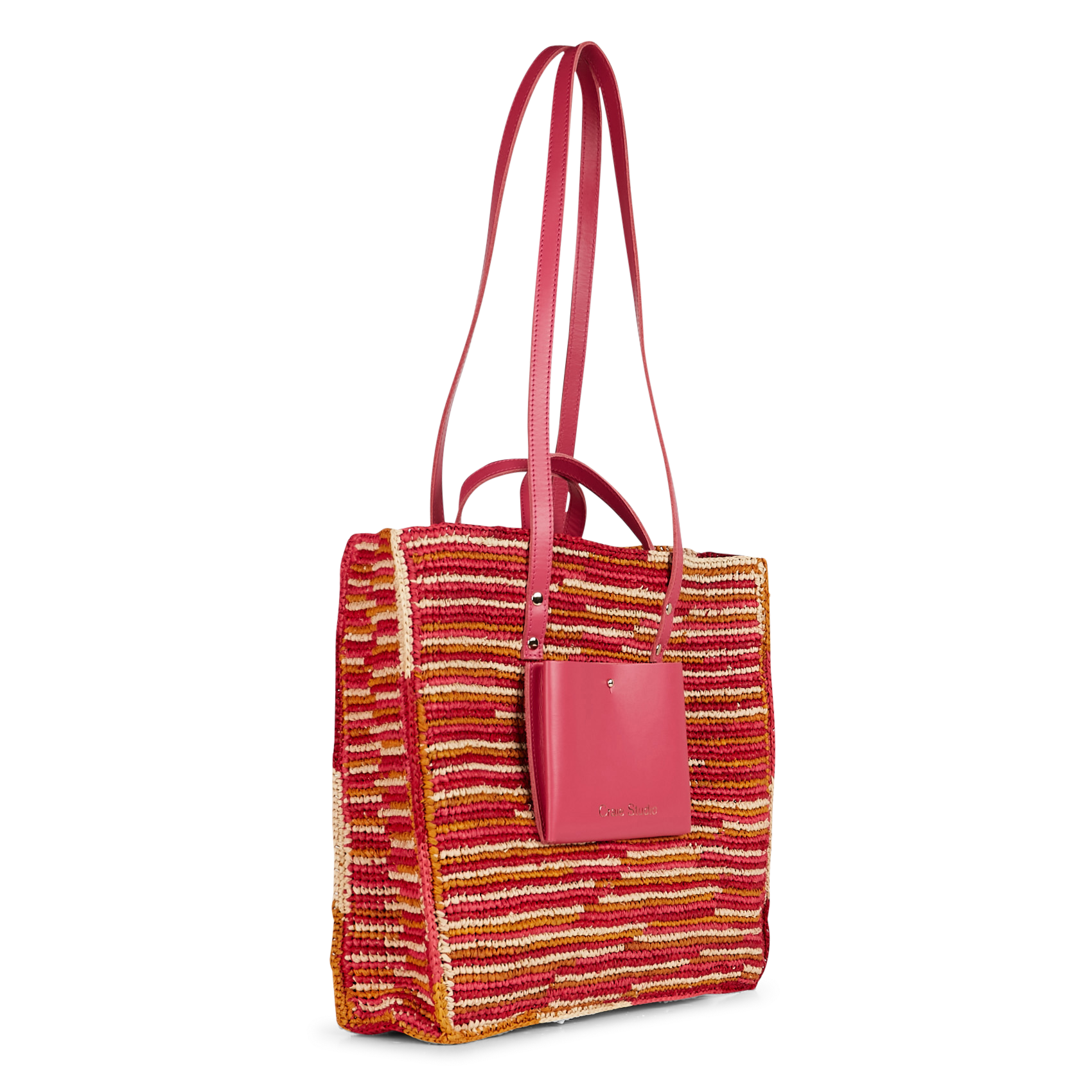 Sac cabas en raphia et cuir CRAIE STUDIO Rose
