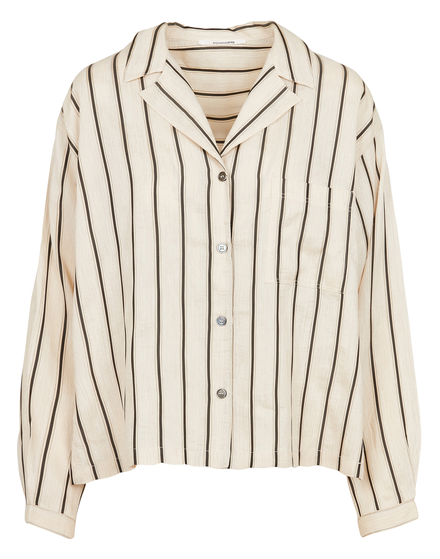 Chemise droite col tailleur à rayures  POMANDERE Blanc