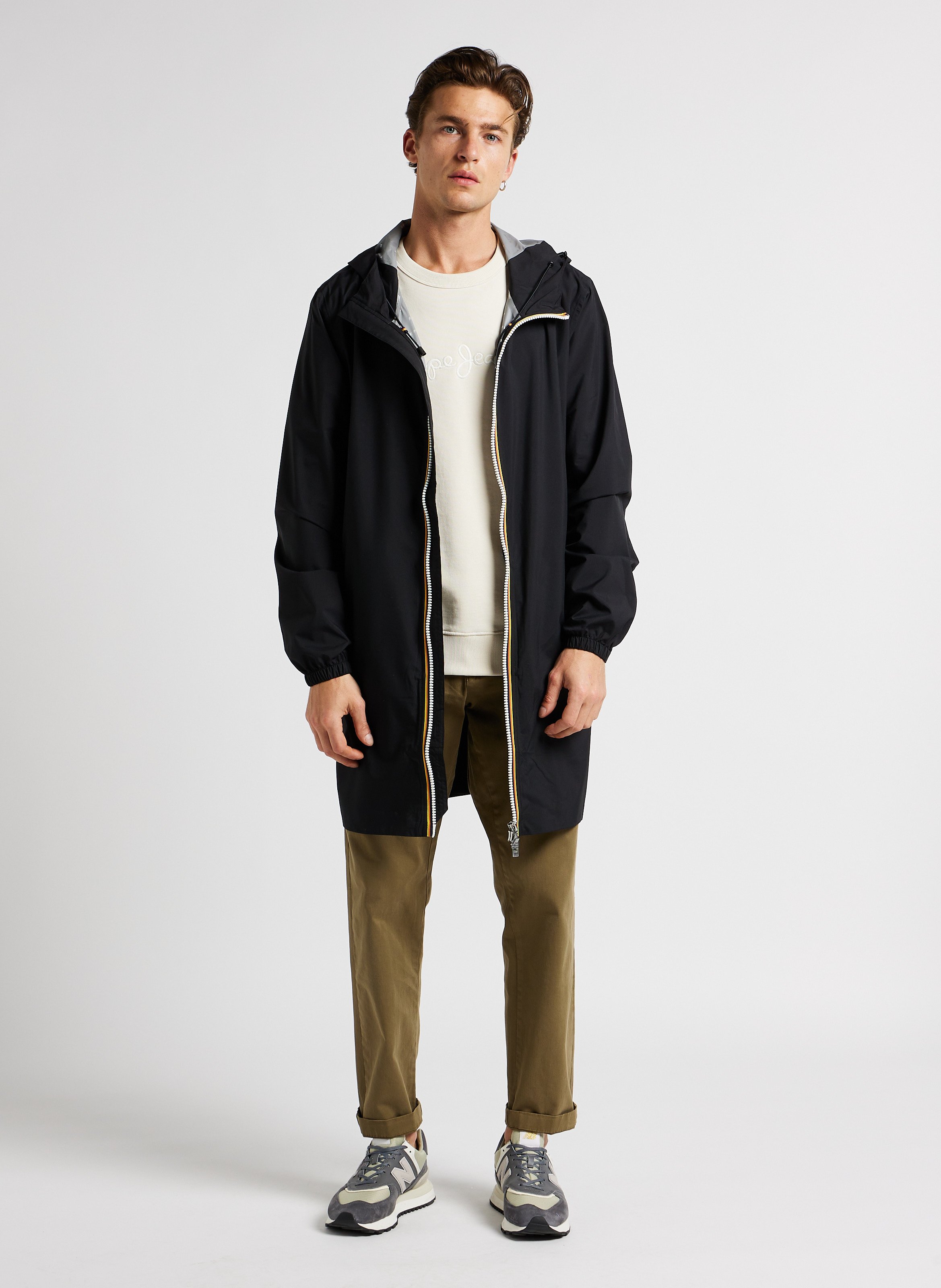 Coupe-vent long à capuche K-WAY Noir