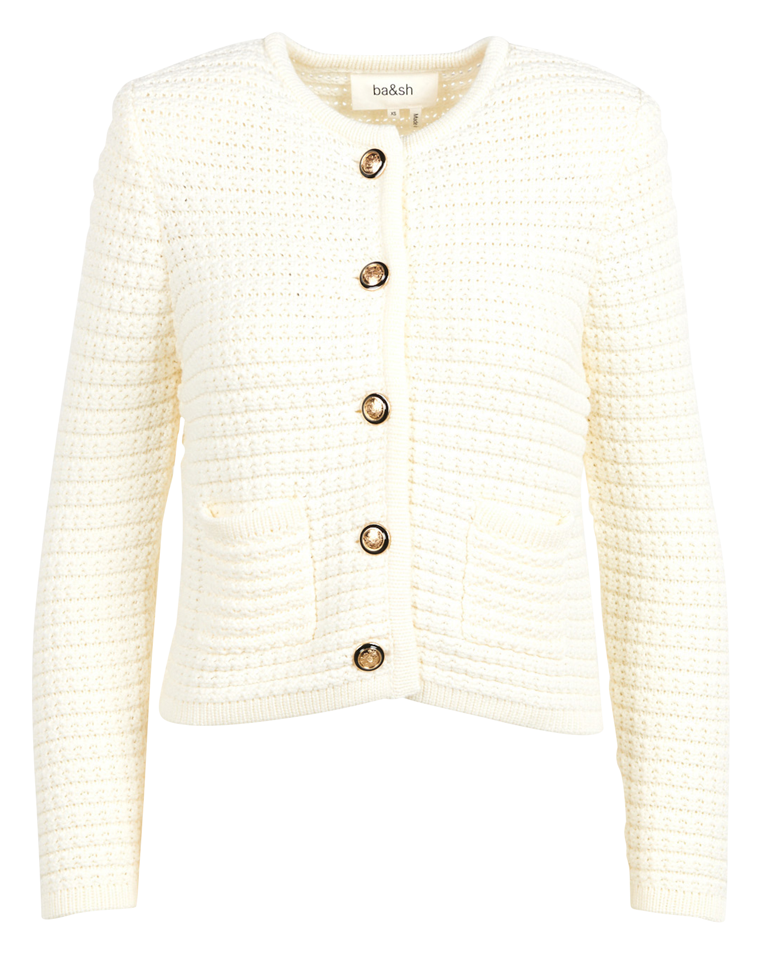 Gilet droit col rond en coton mélangé BA&SH Beige