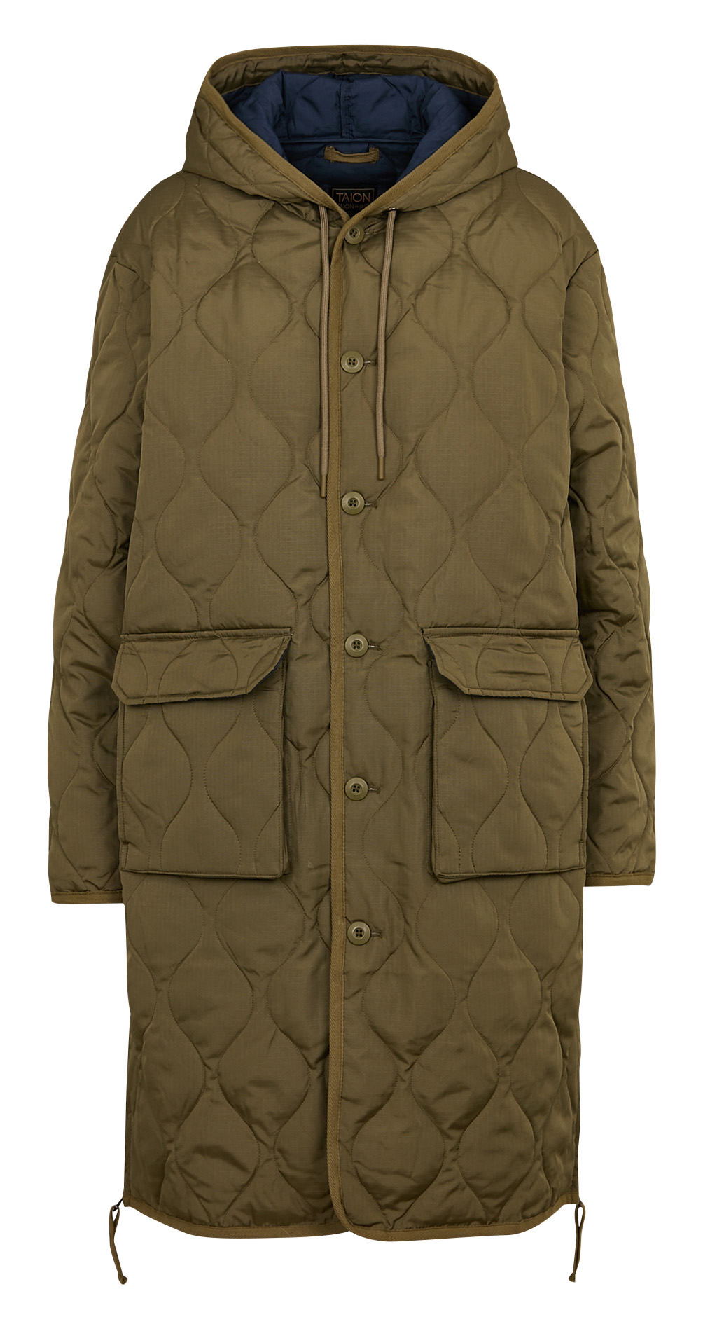 Manteau droit à capuche TAION Kaki