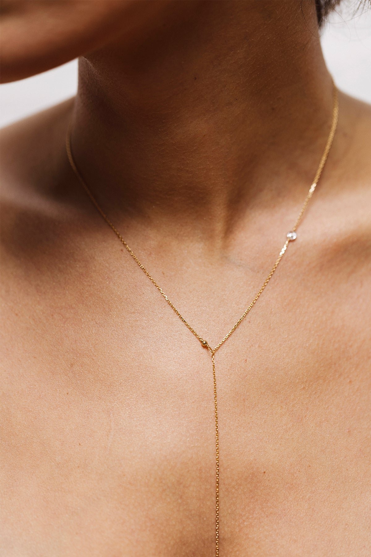 Adjustable necklace vice-versa in 18K gold with white diamond YAY White
