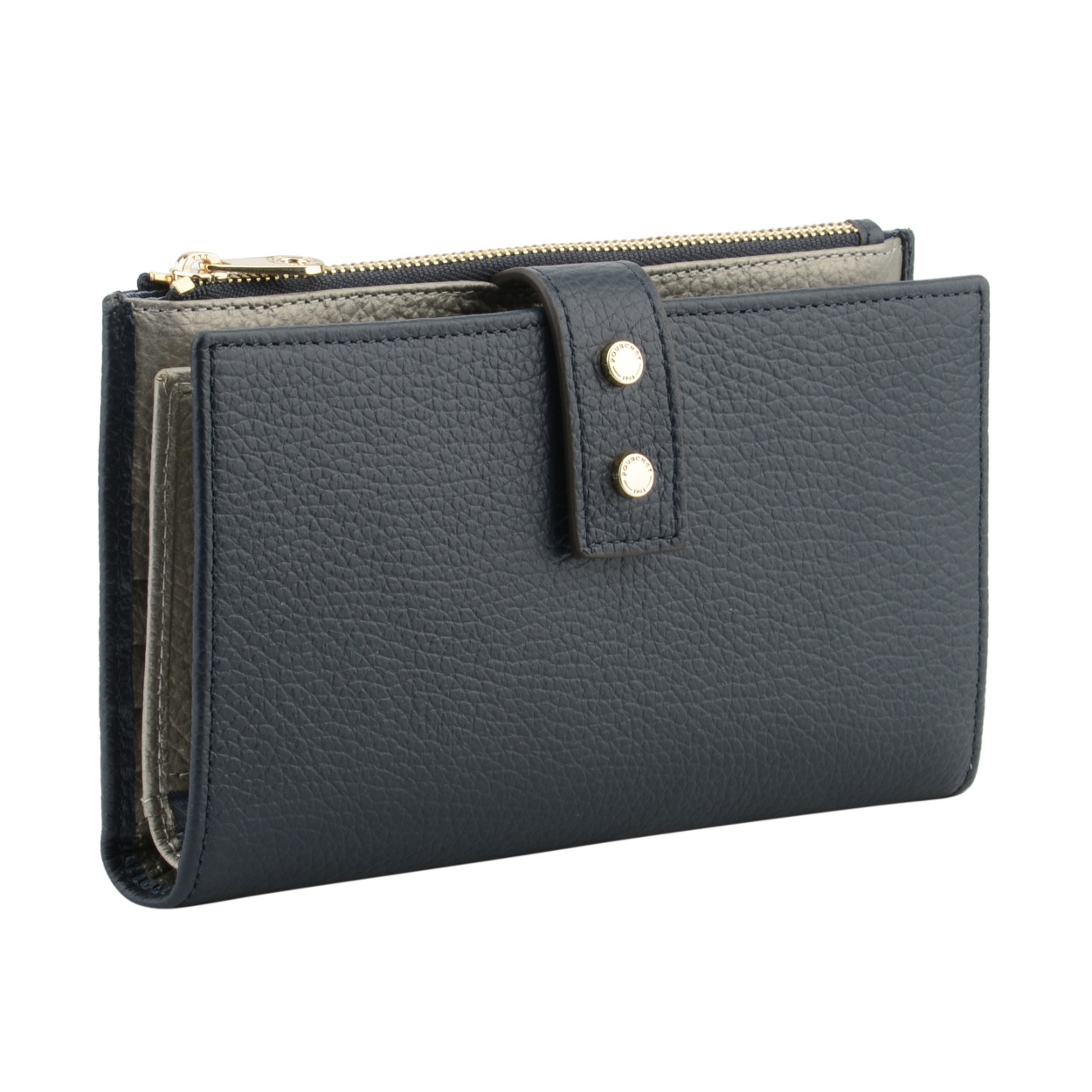 Leather multi-compartment wallet POURCHET Blue