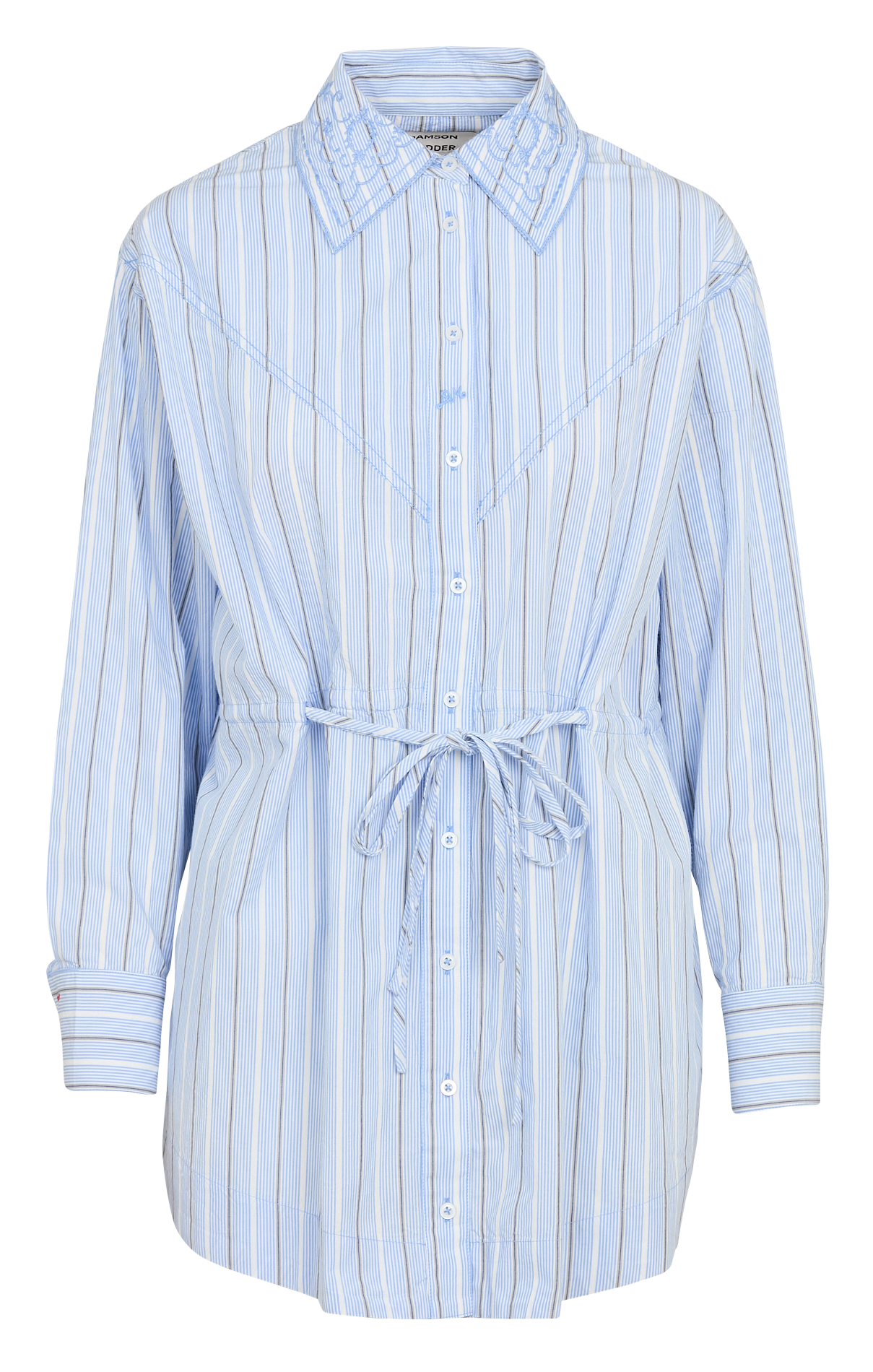 Straight shirt in striped organic cotton DAMSON MADDER Blue