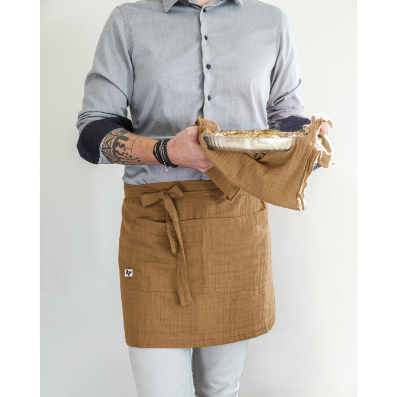 Chef apron in cotton gauze L'EFFET PAPILLON Brown