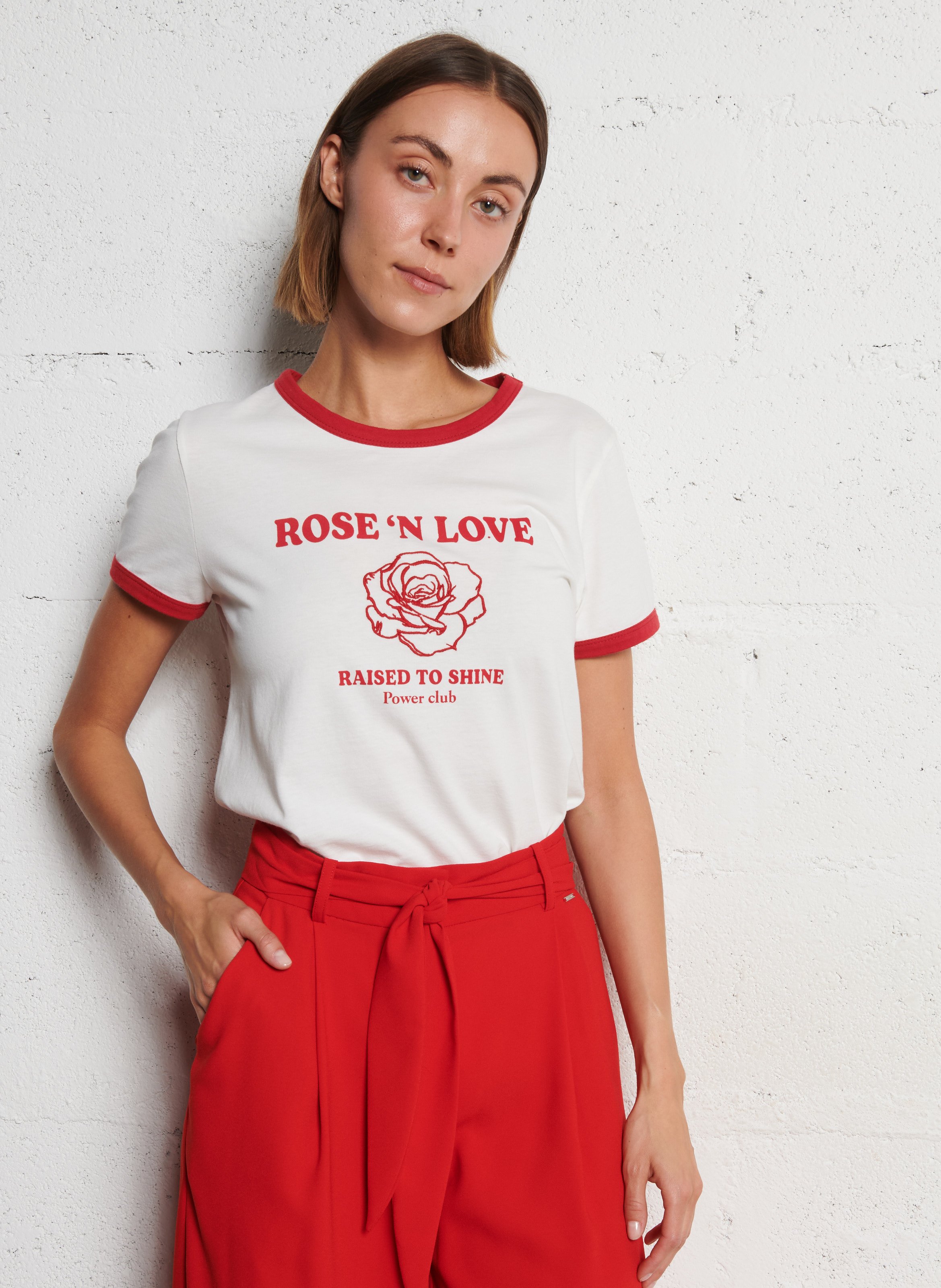 Tee-shirt col rond en coton IKKS Blanc