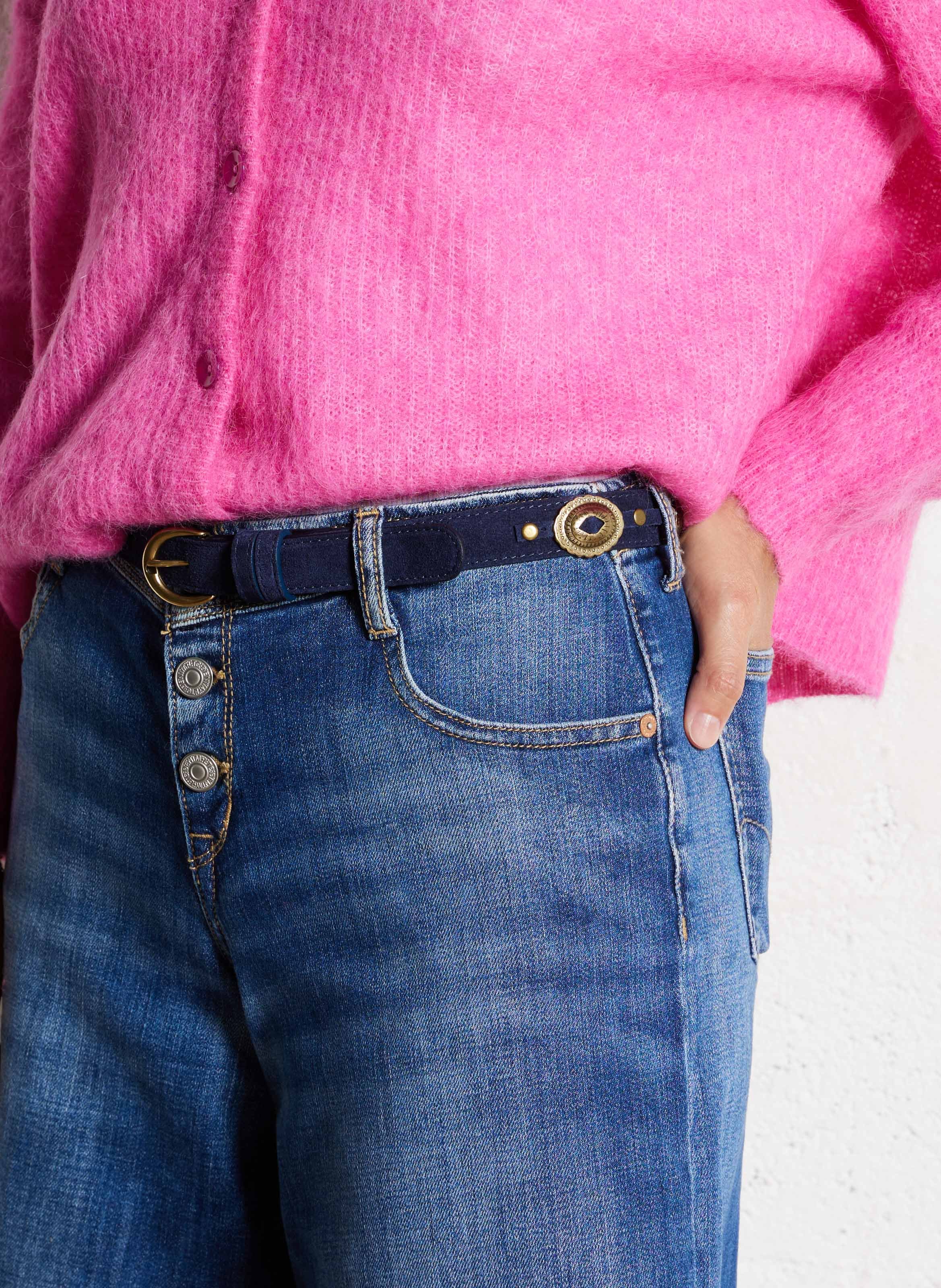 Gürtel aus Veloursleder Blau