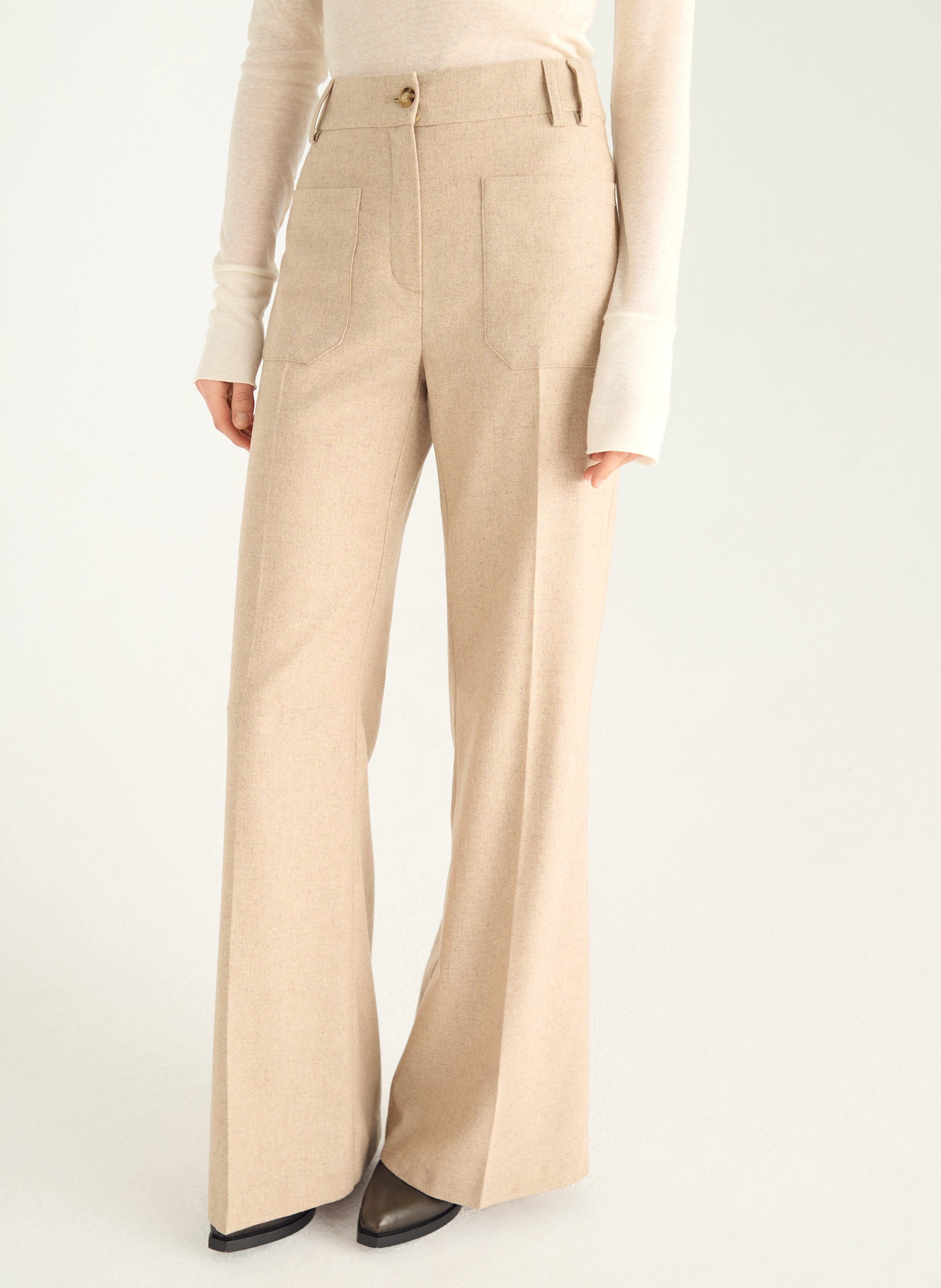 High-waisted wide-leg pants with a mottled finish ACOTE