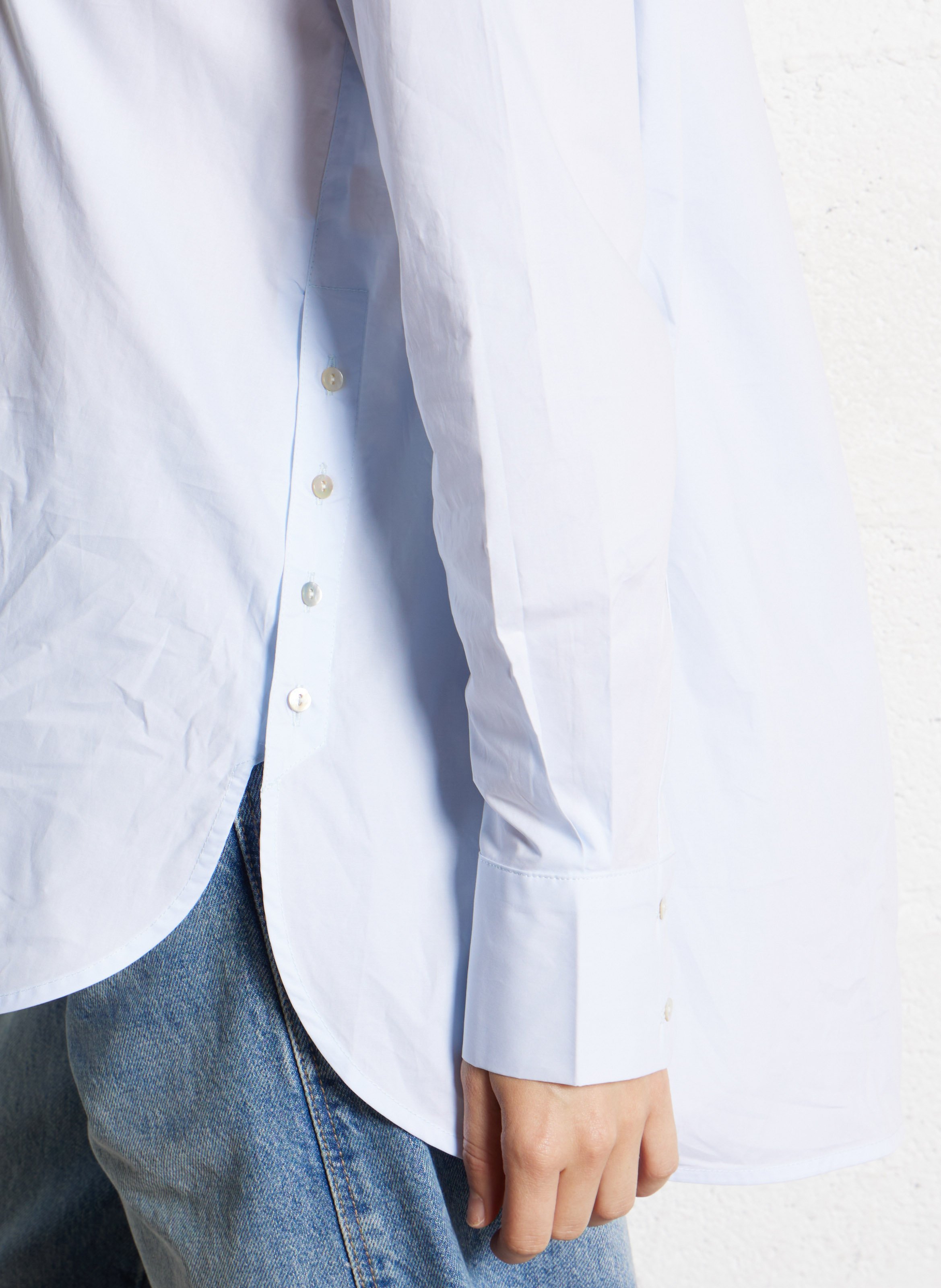 Oversized cotton shirt with classic collar BELLA JONES Blue