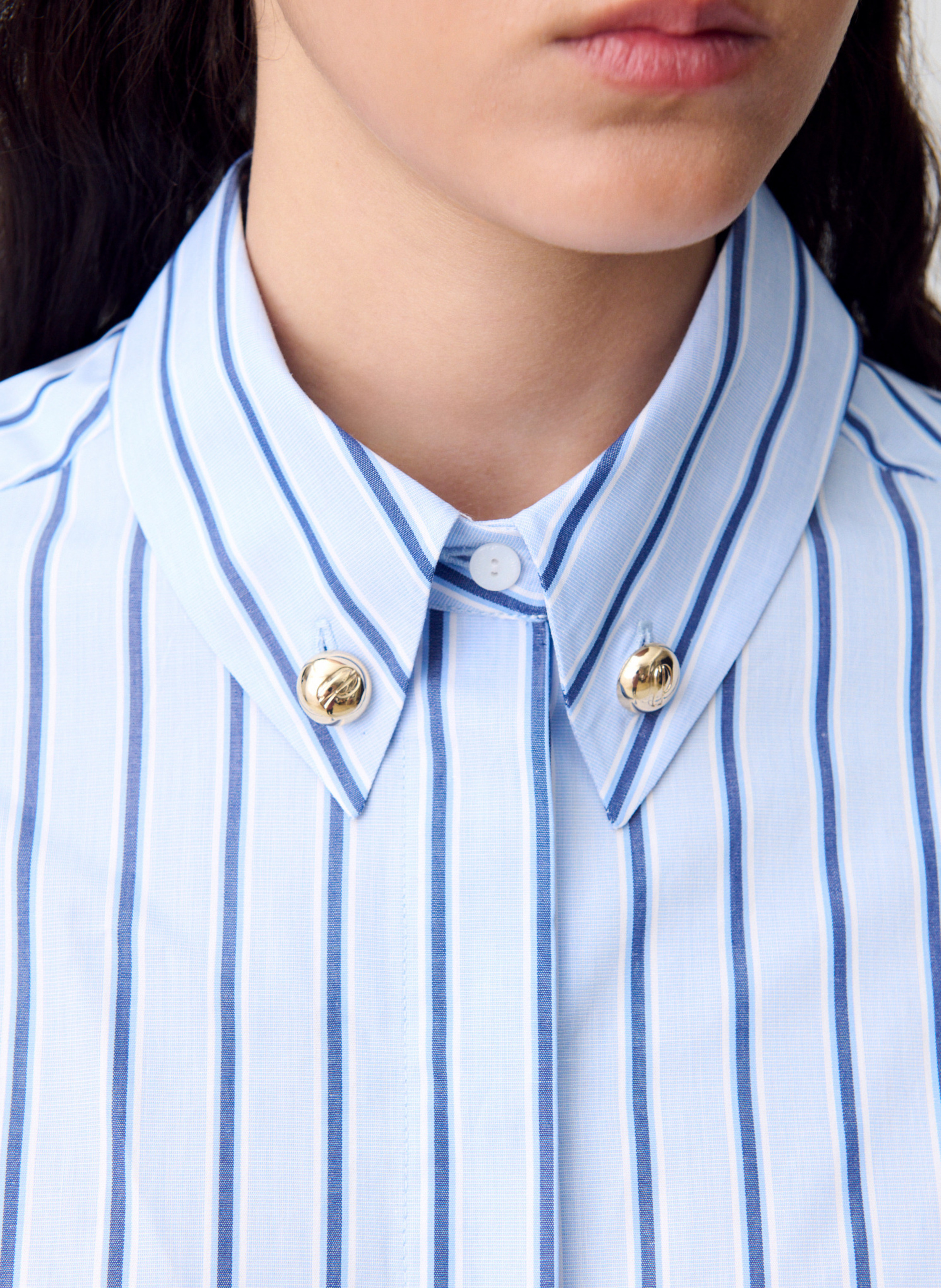 Straight-cut striped cotton shirt with classic collar CLAUDIE PIERLOT Multicolored