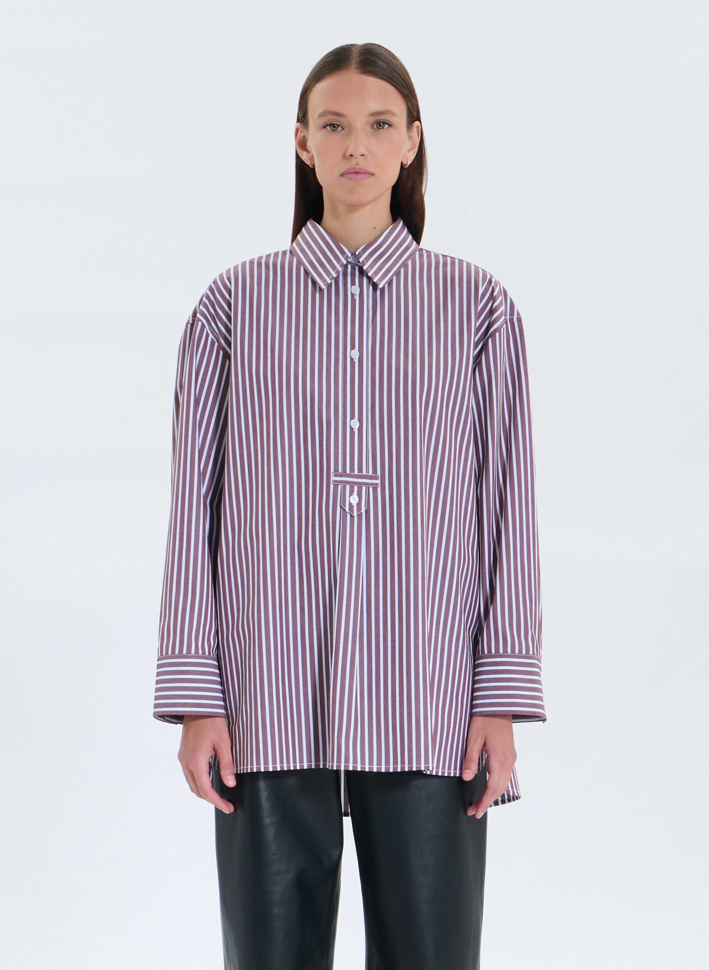 Blouse col classique en coton ZAPA Rouge