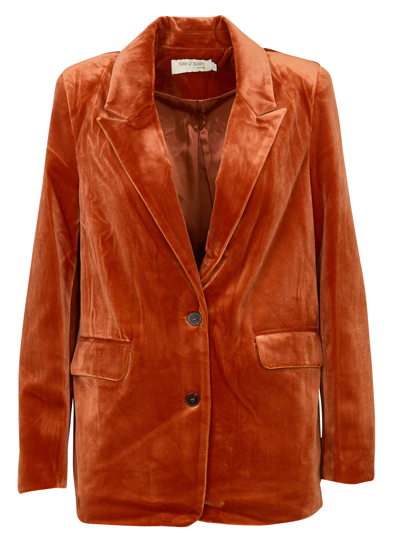 Straight-cut velvet-look jacket SEE U SOON Orange