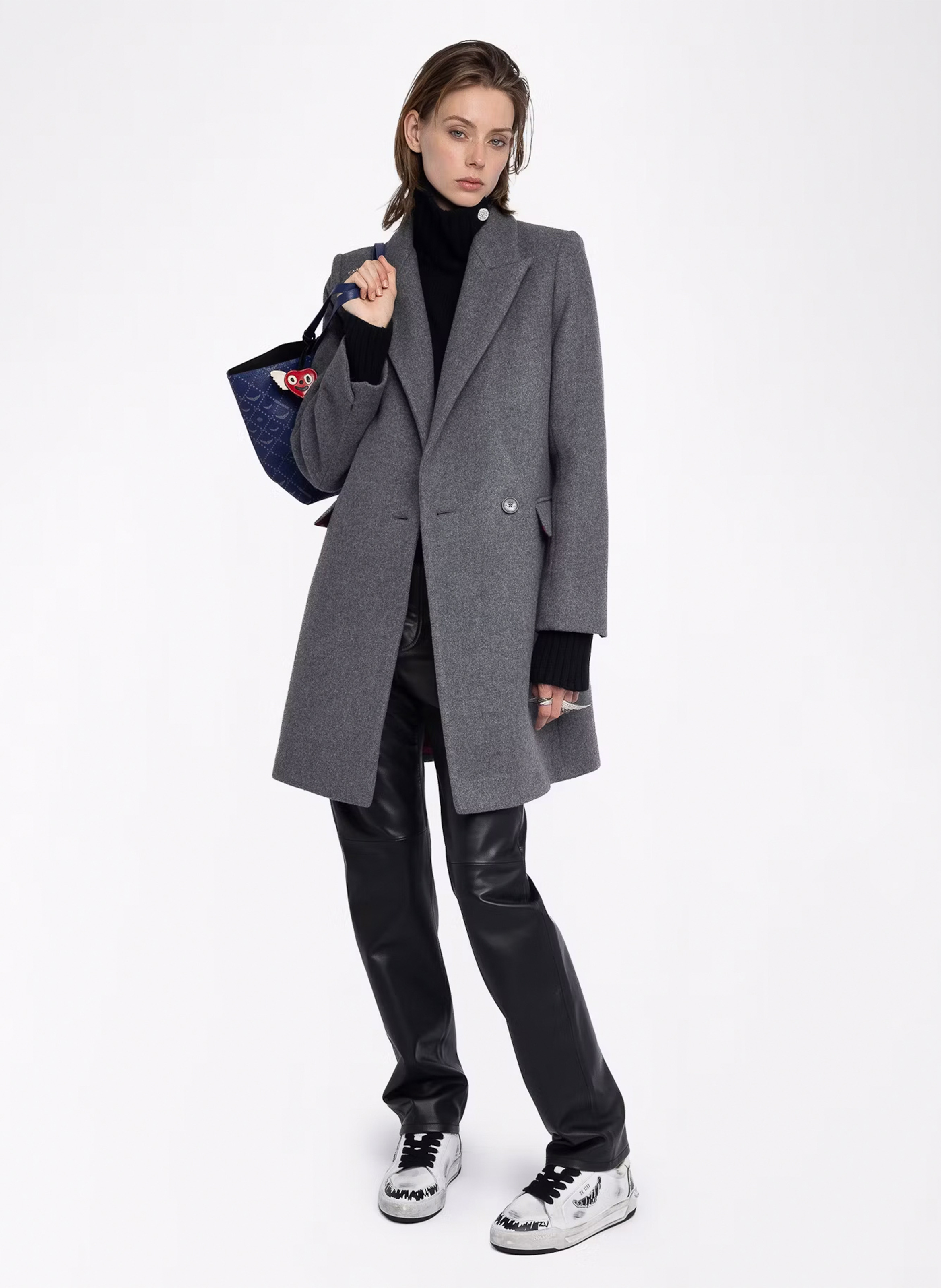 Manteau mi-long uni en laine mélangée ZADIG&VOLTAIRE Gris