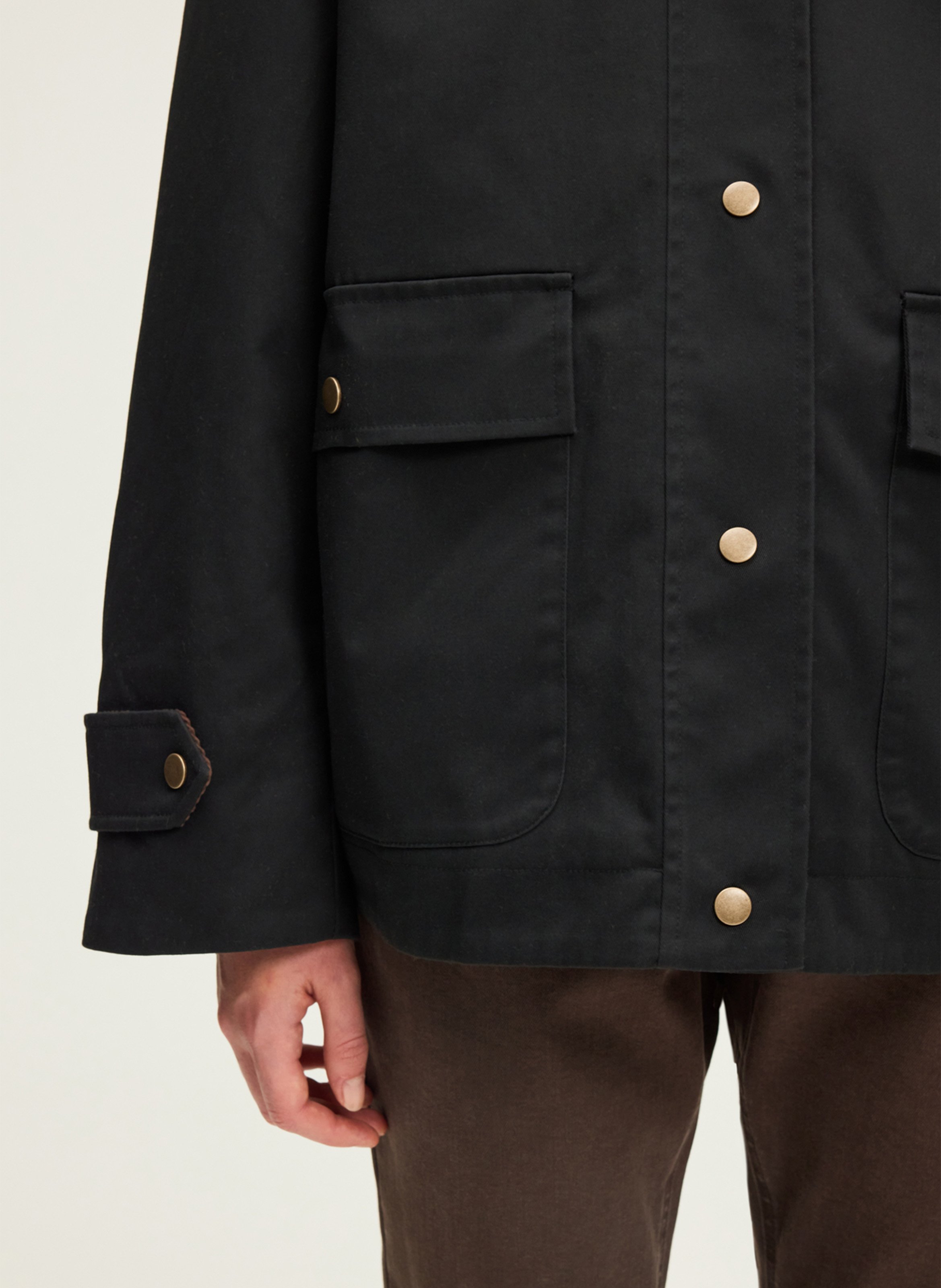 Korte parka met geribbelde fluwelen kraag PABLO Blauw