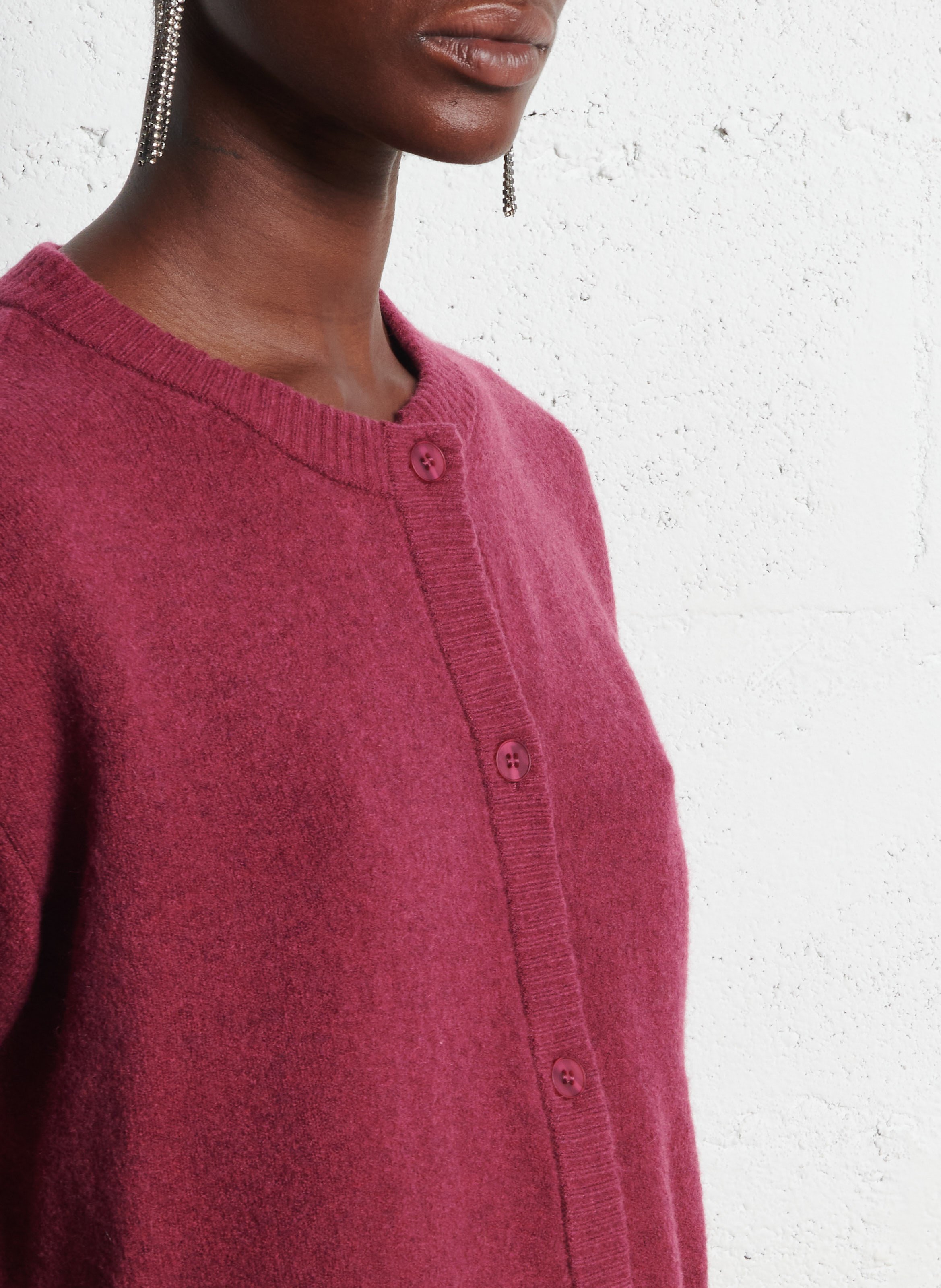 Gilet oversize col rond boutonné AMERICAN VINTAGE Violet