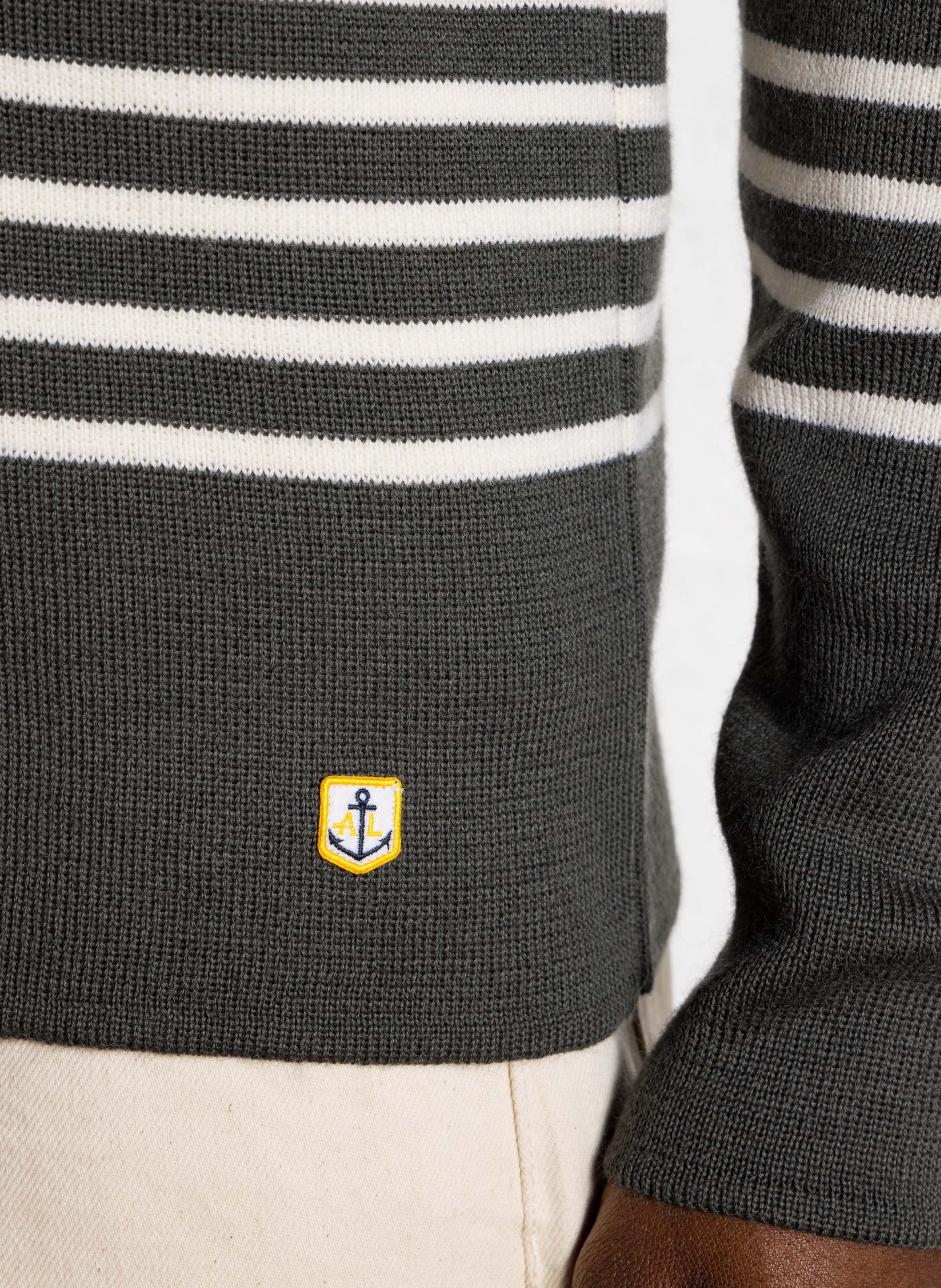 Marinière slim à col camionneur en laine ARMOR LUX Kaki