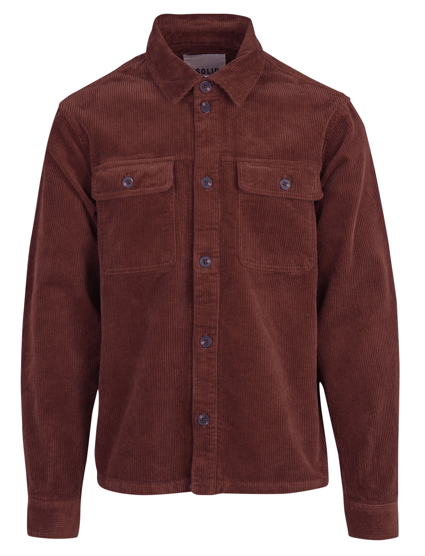 Straight cotton overshirt with classic collar SOLID Brown