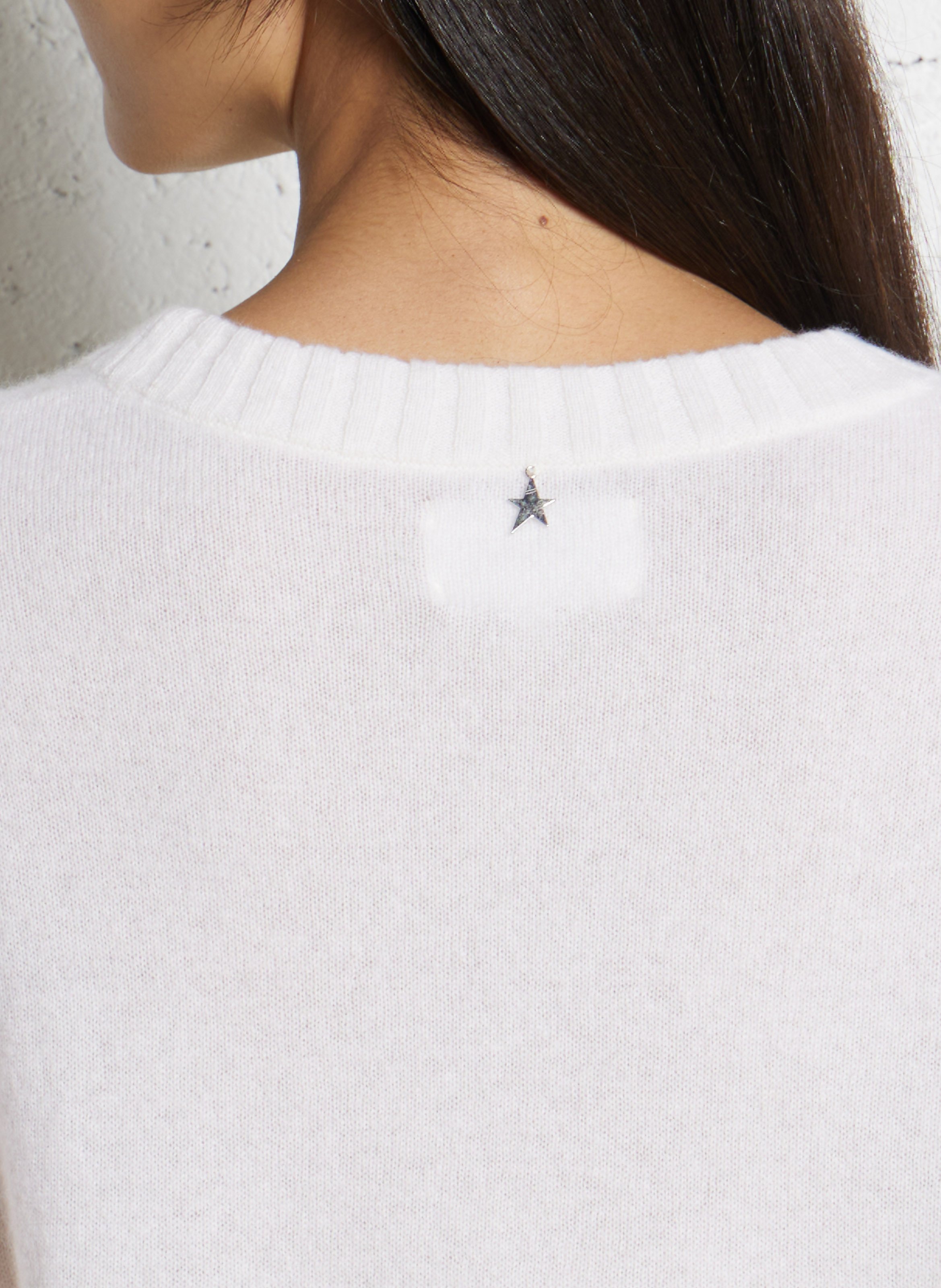 Pull oversize col rond en cachemire SUD EXPRESS Blanc