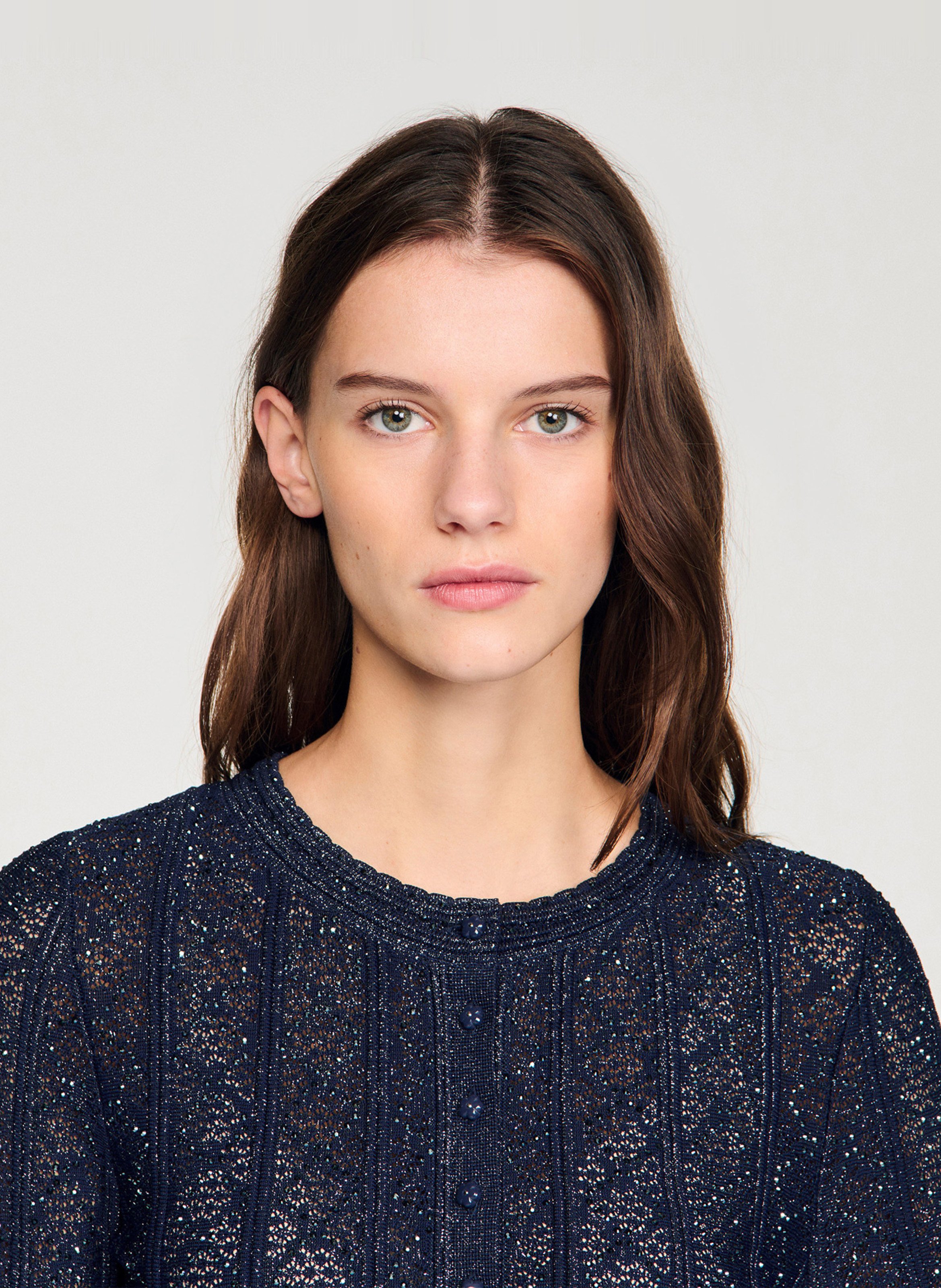 Cardigan col rond  SANDRO Bleu