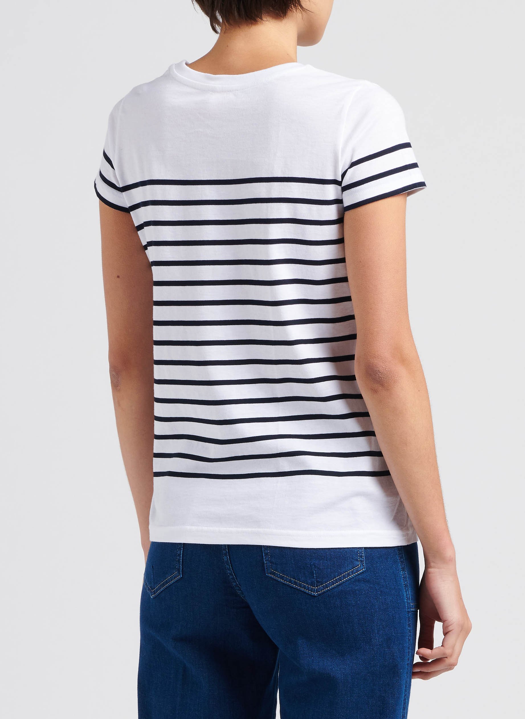 Tee-shirt col rond rayé en coton ARMOR LUX Blanc