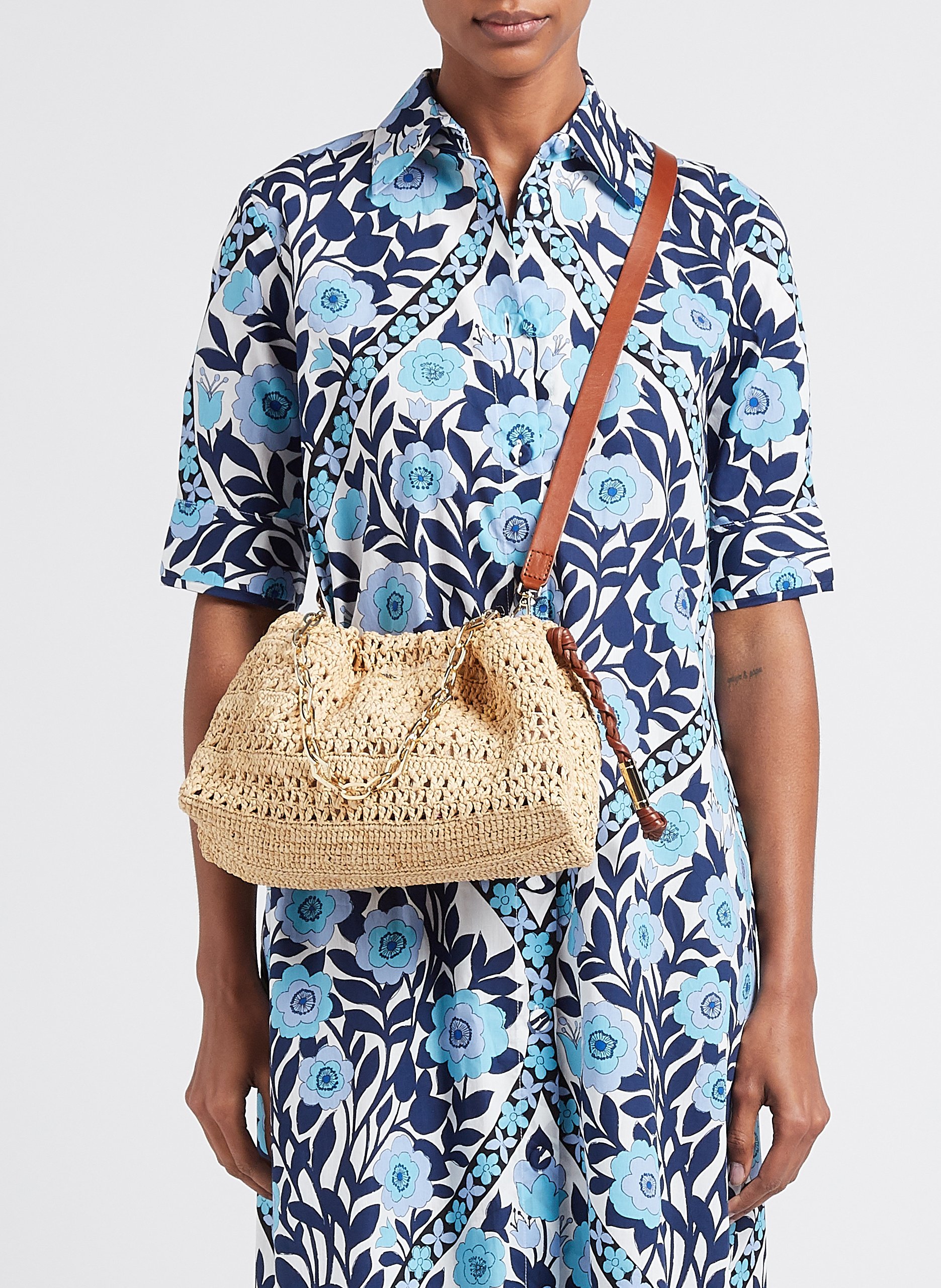 Sac bandoulière en raphia BA&SH Marron