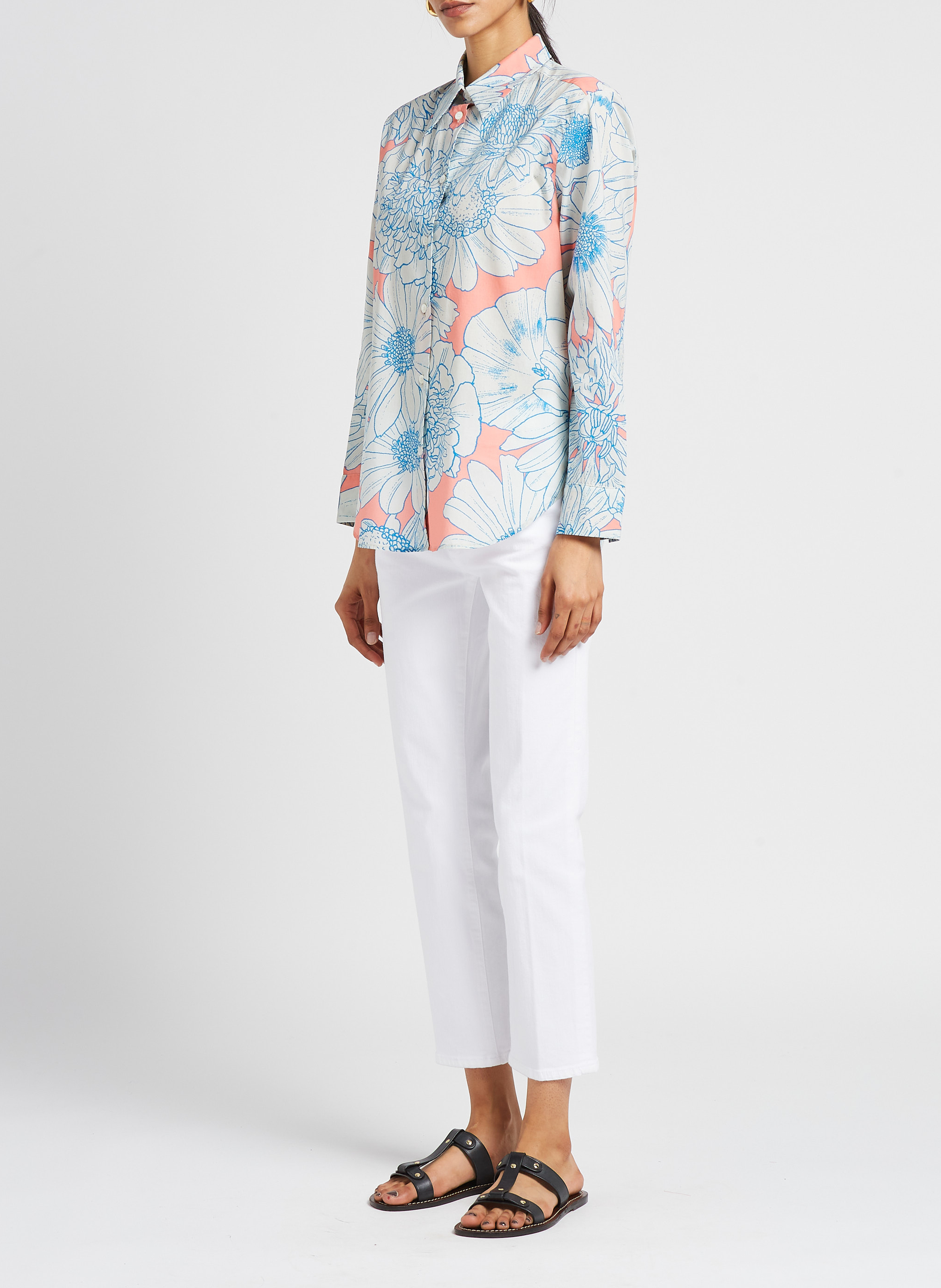 Wijde, katoenen blouse met klassieke kraag en print PAUL AND JOE Roze