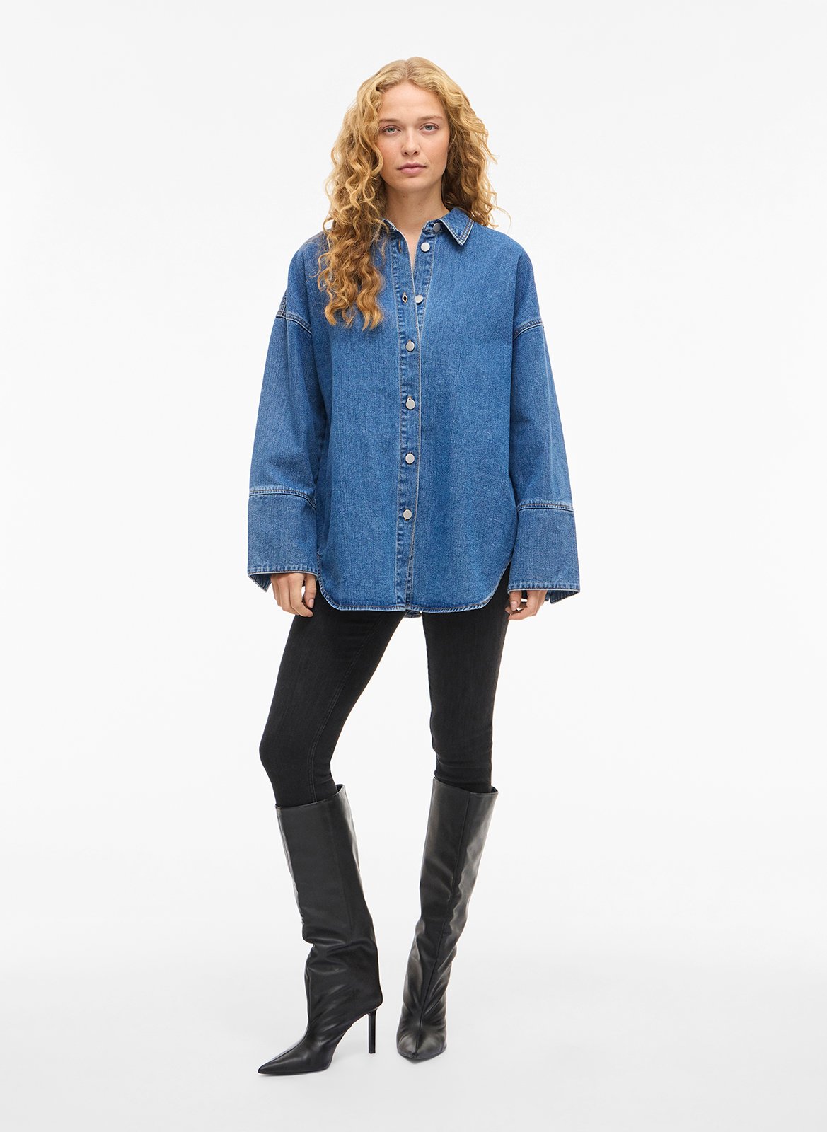 Chemise col classique en coton VILA Bleu