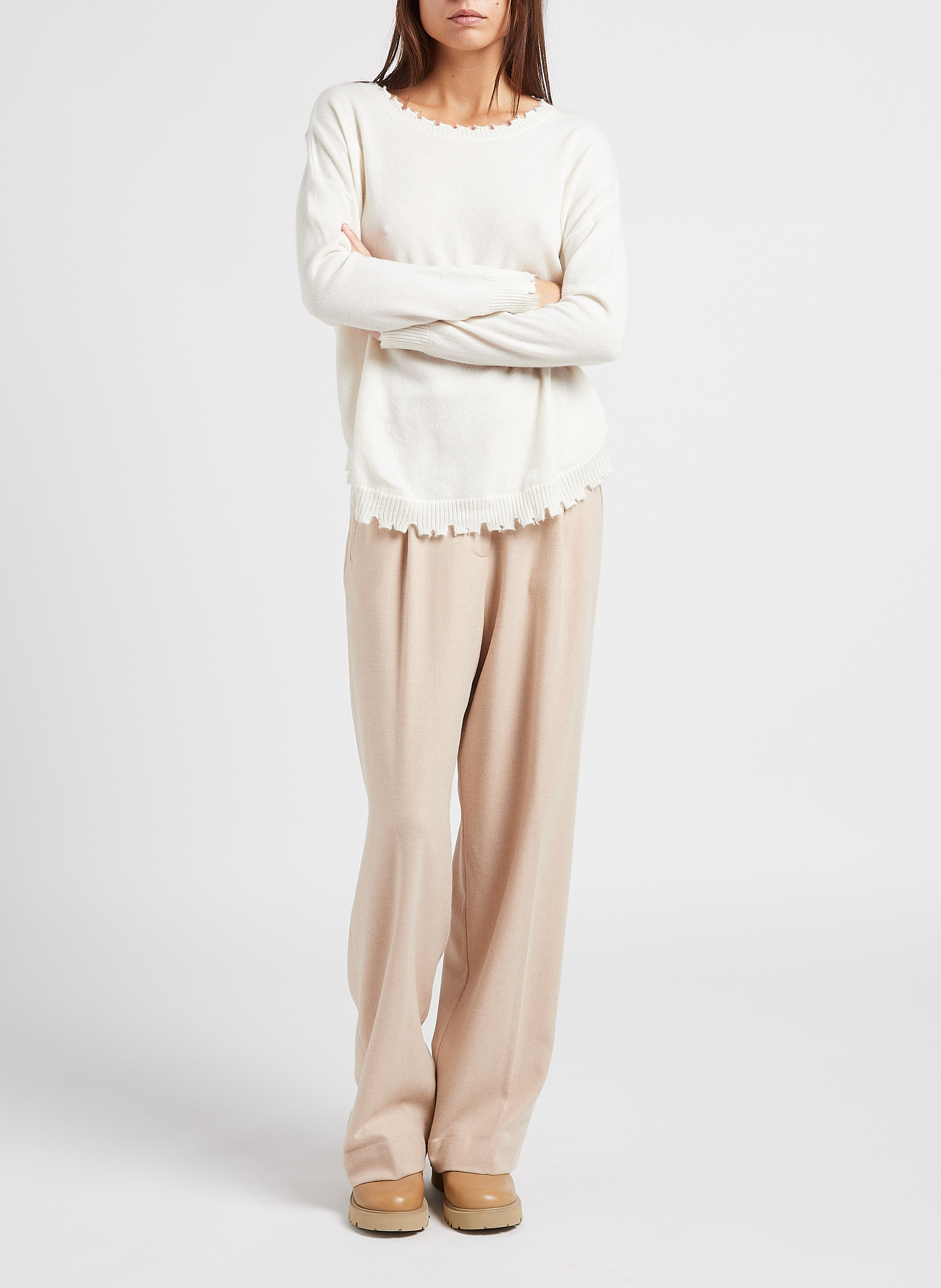 Oversized cashmere knit sweater KUJTEN White