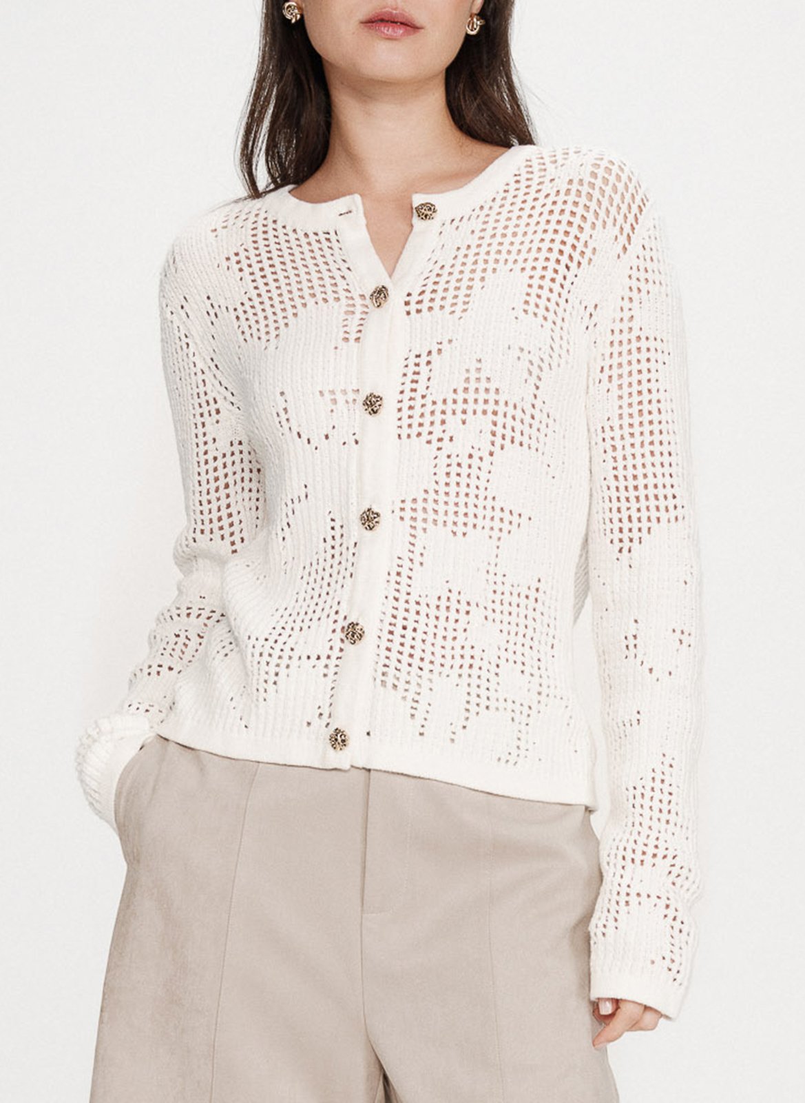 Gilet col rond  GRACE ET MILA Blanc