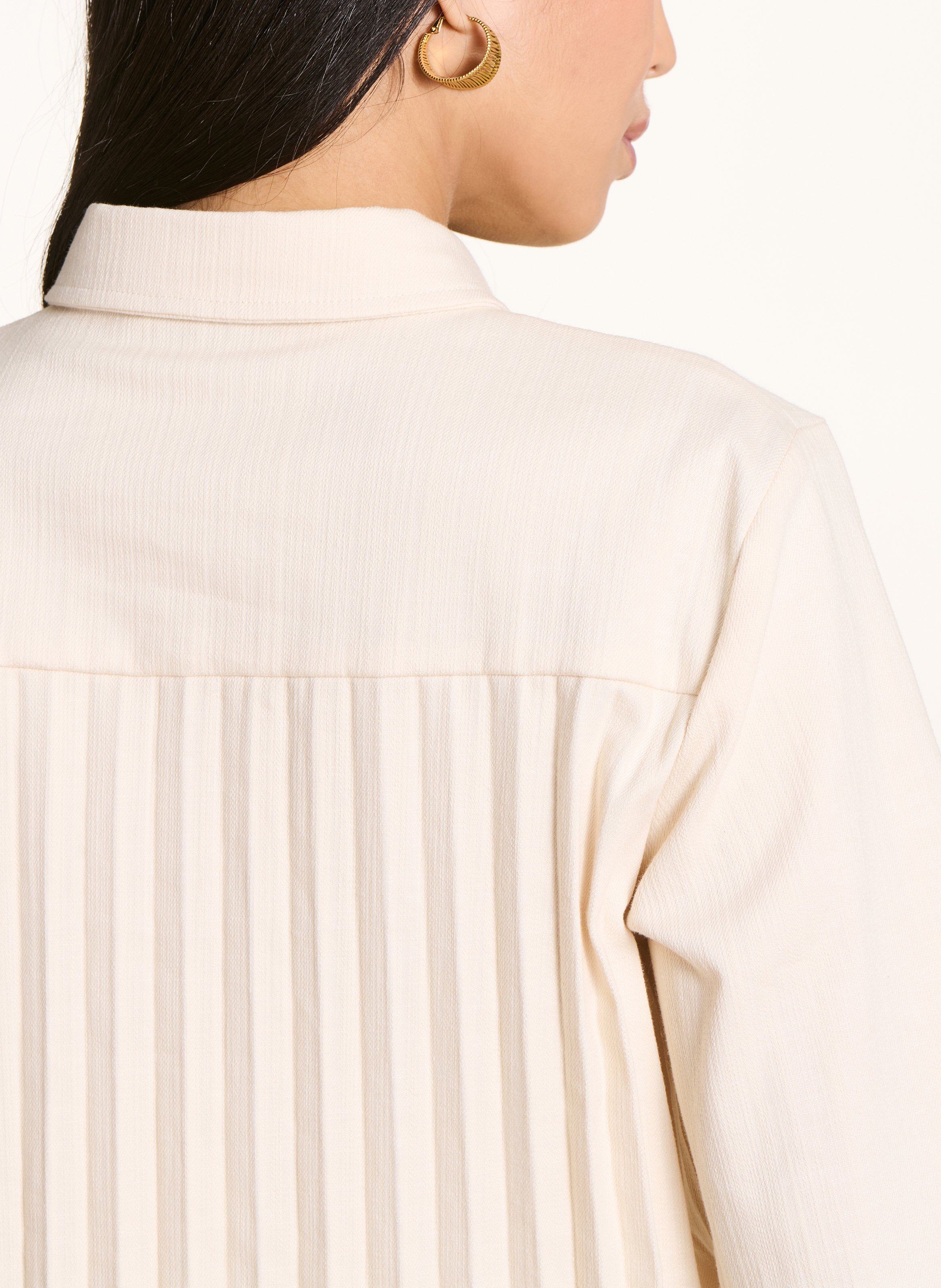 Chemise col classique en coton mélangé LA FEE MARABOUTEE Blanc