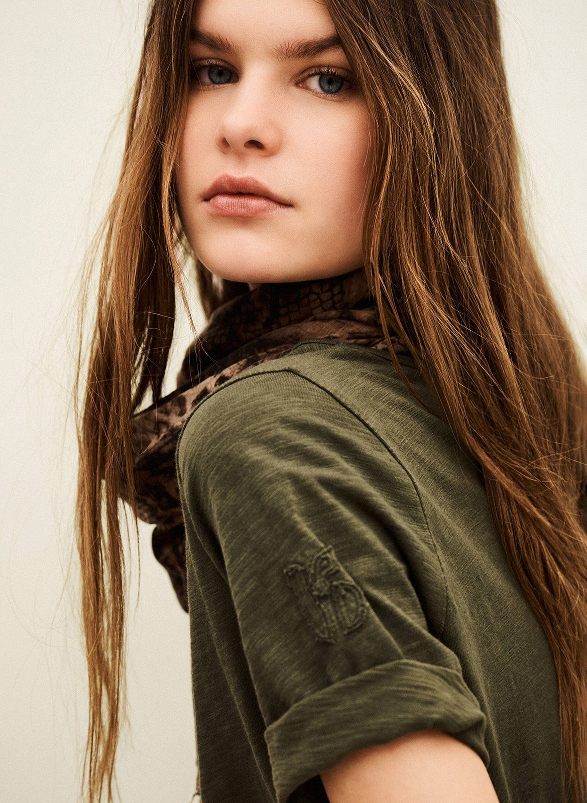 Loose-fit round-neck cotton T-shirt BA&SH Khaki