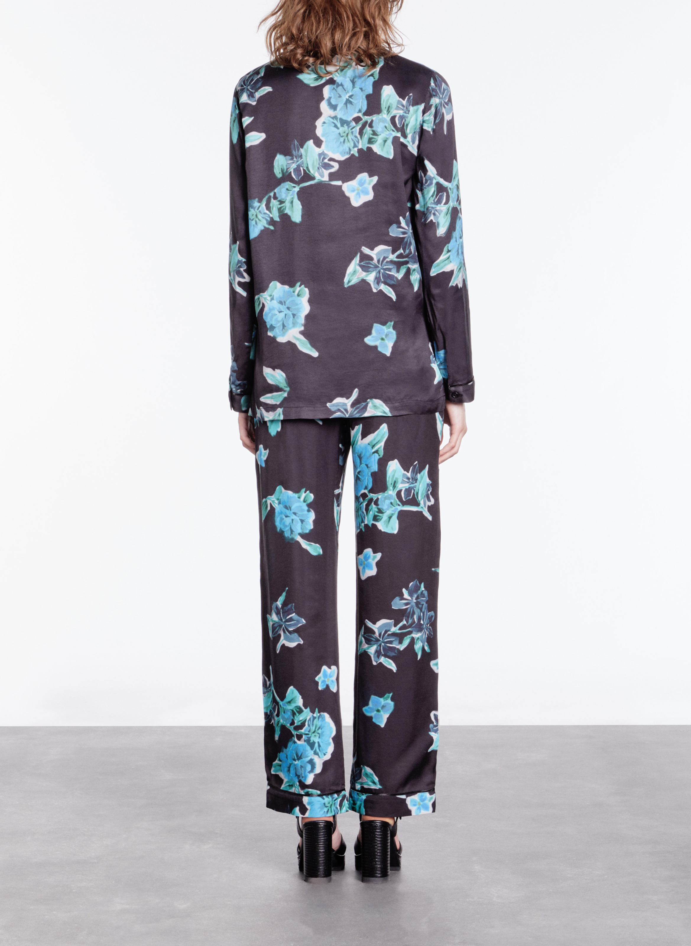 Chemise fluide col tailleur imprimé fleuri  THE KOOPLES Bleu