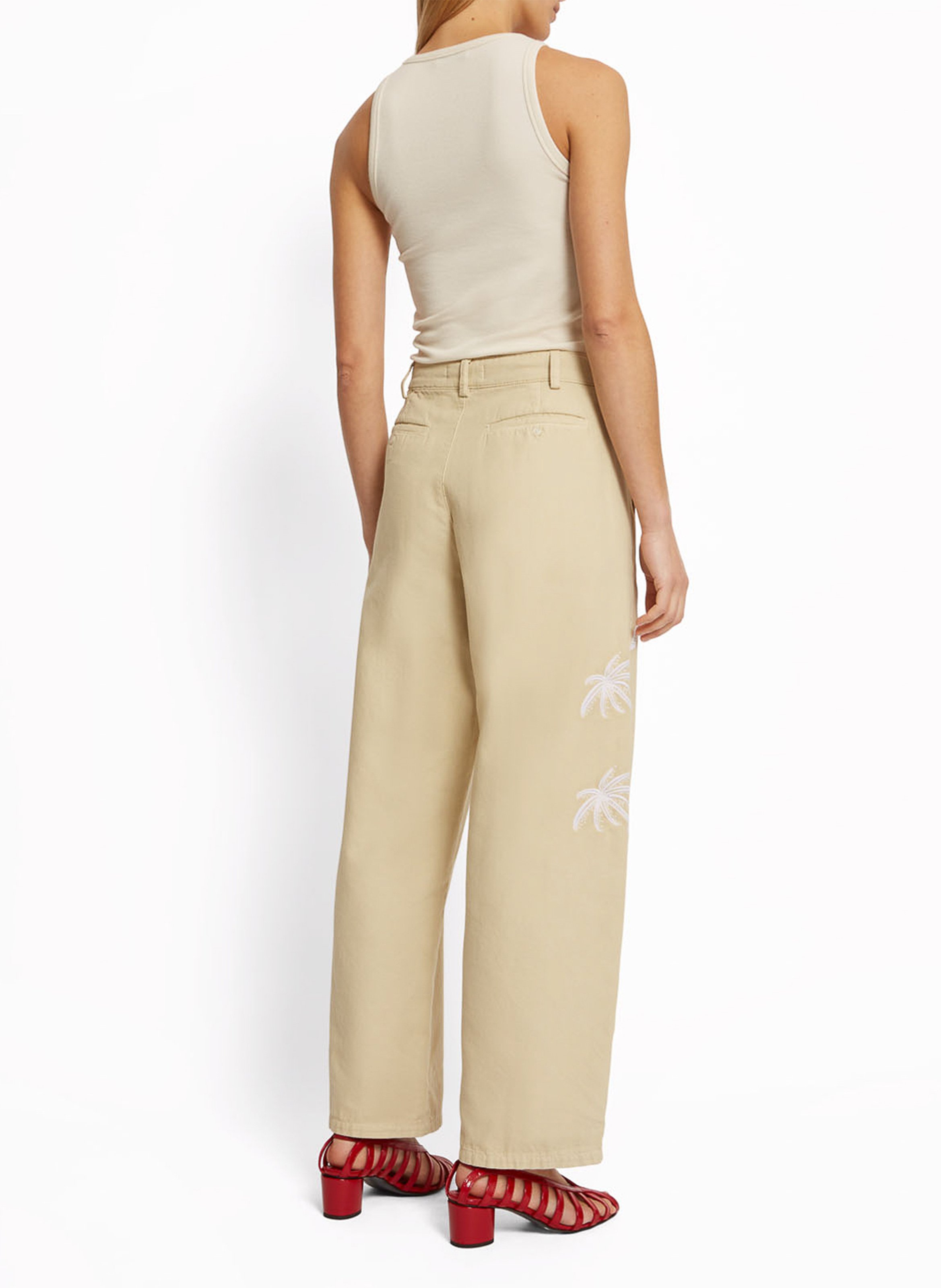 Pantalon brodé taille haute ROSEANNA Beige