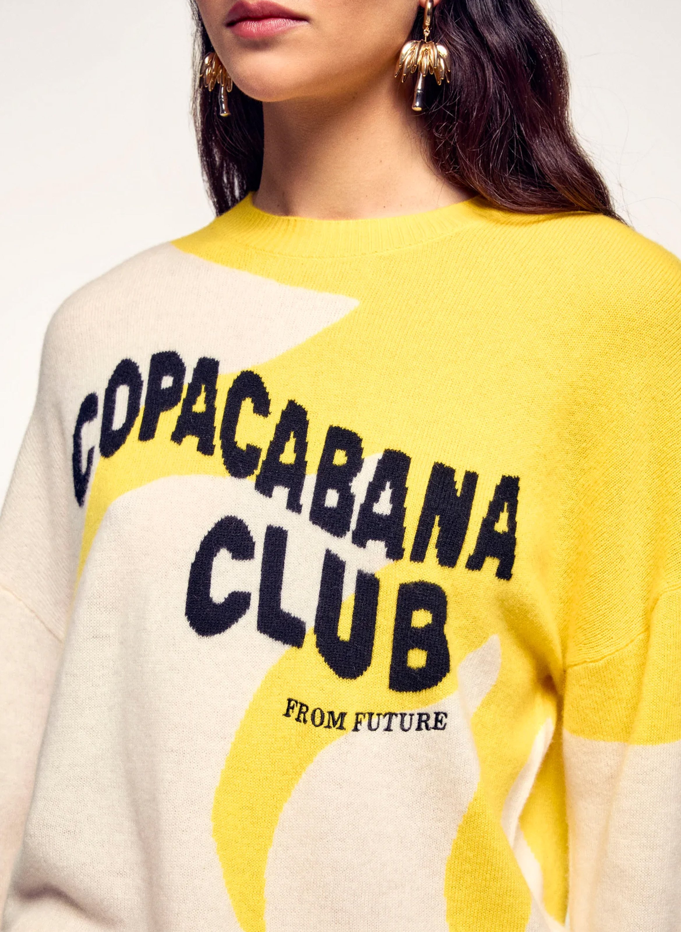 Pull droit col rond en laine et cachemire mélangé FROM FUTURE Beige