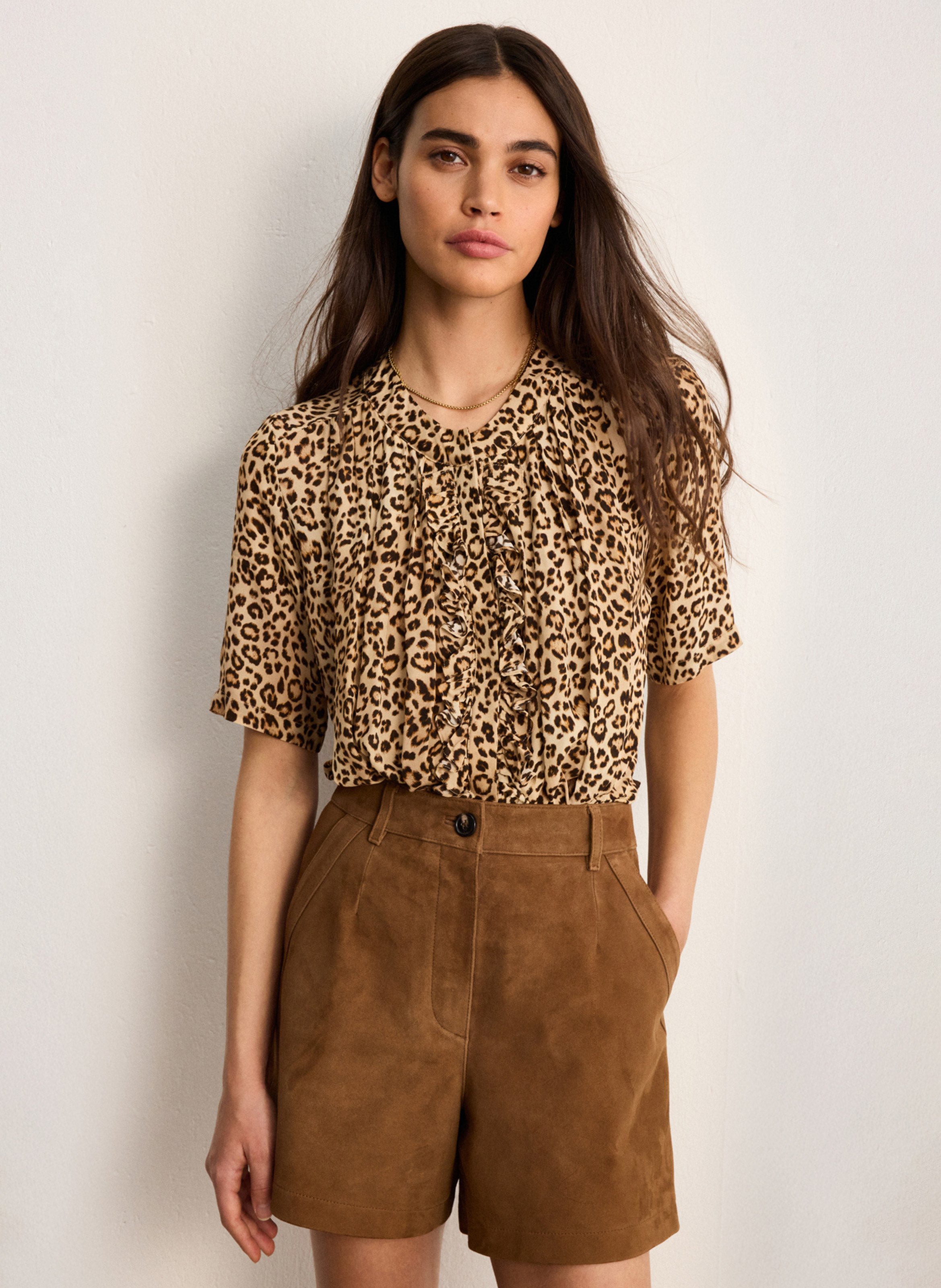 Gerade geschnittene Ledershorts PABLO Braun