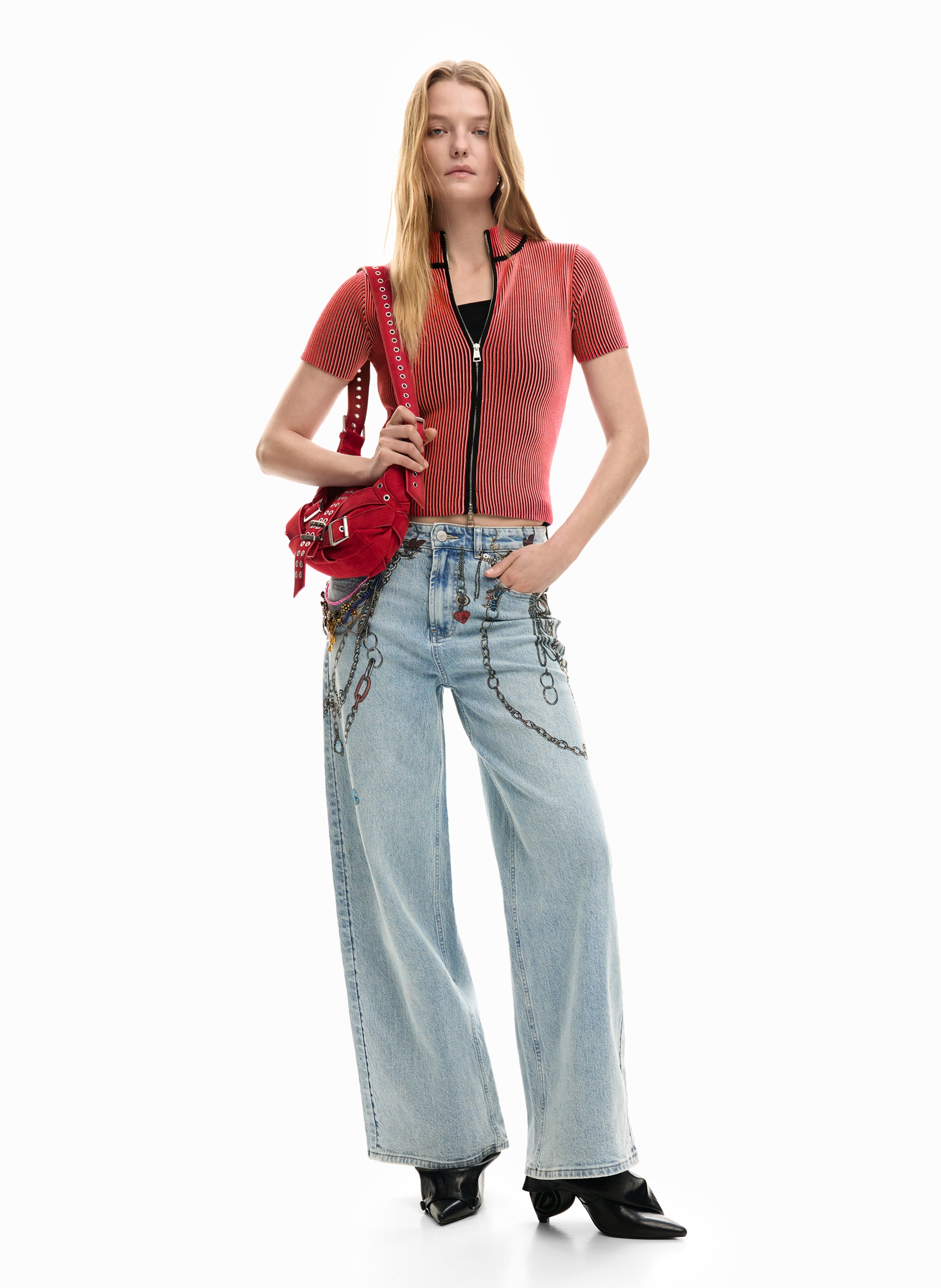 Top col rond  DESIGUAL Rouge