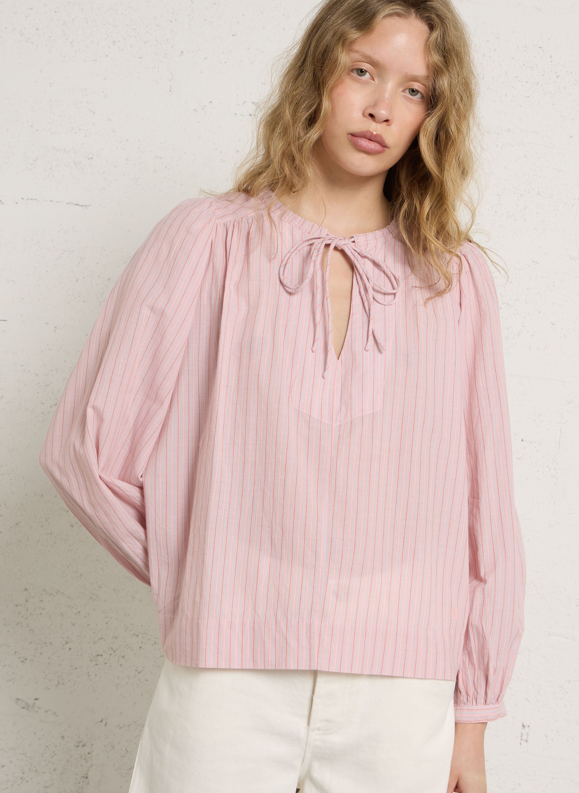 Tunisian collar blouse in organic cotton LEON & HARPER