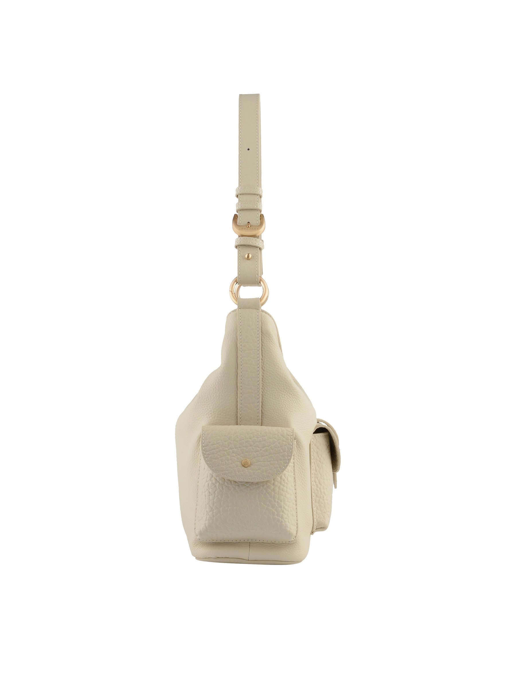 Calfskin leather shoulder bag POURCHET Beige