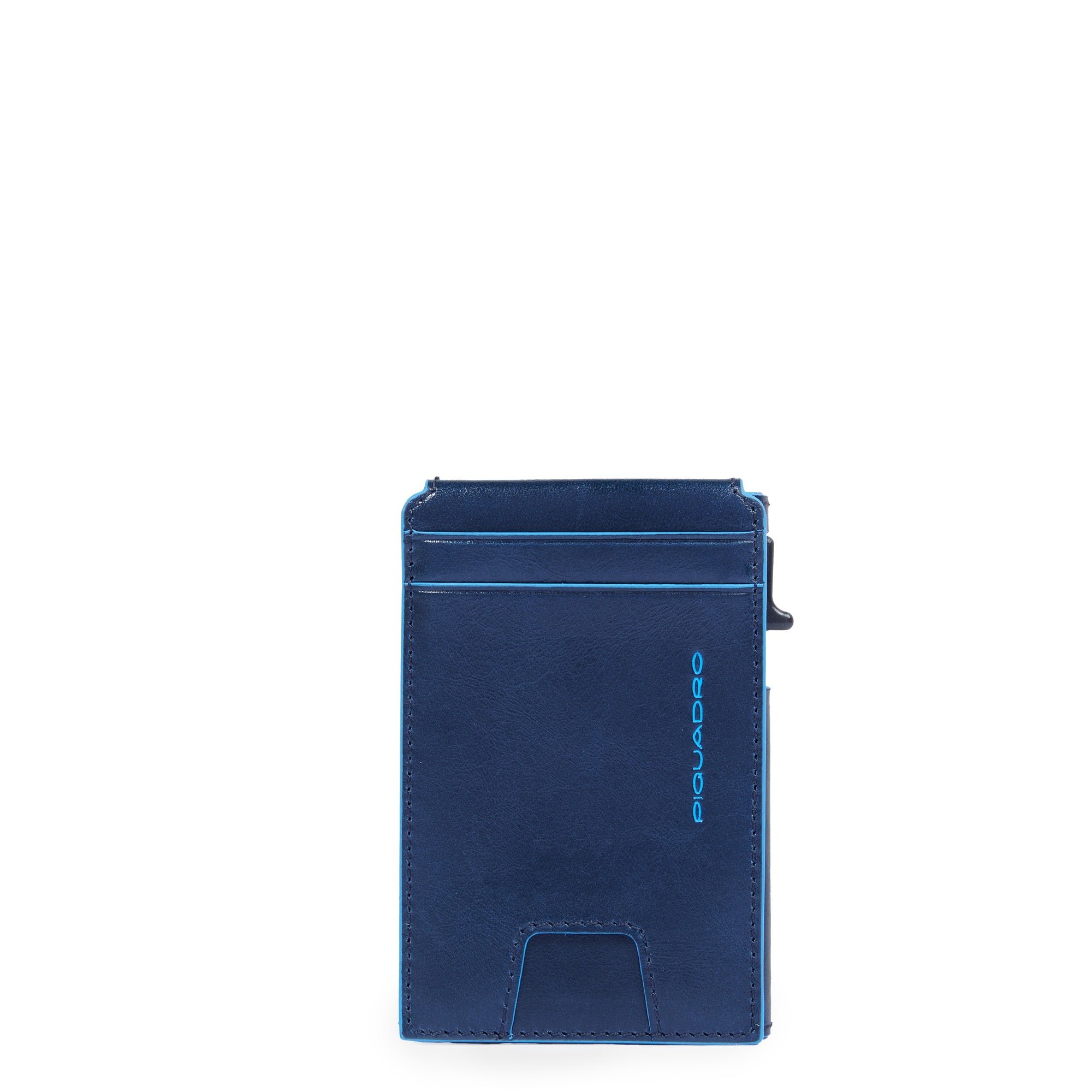 Automatic cardholder with foldable ID holder PIQUADRO Blue