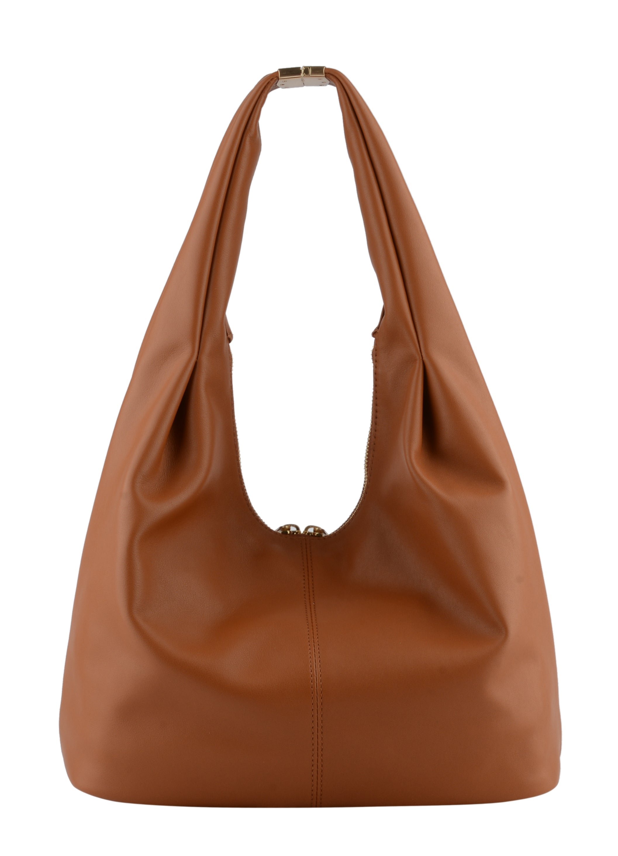 Calfskin leather shoulder bag Brown