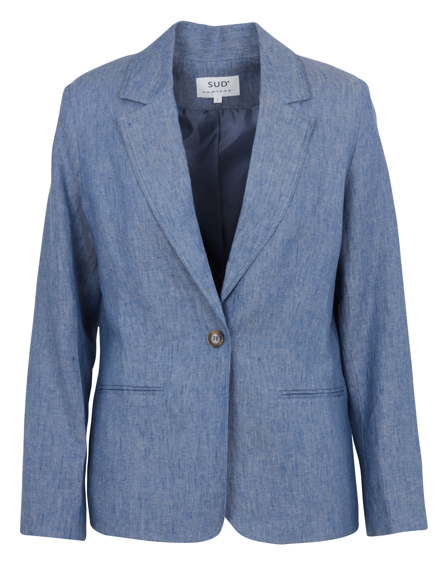 Veste tailleur droite en lin SUD EXPRESS Bleu