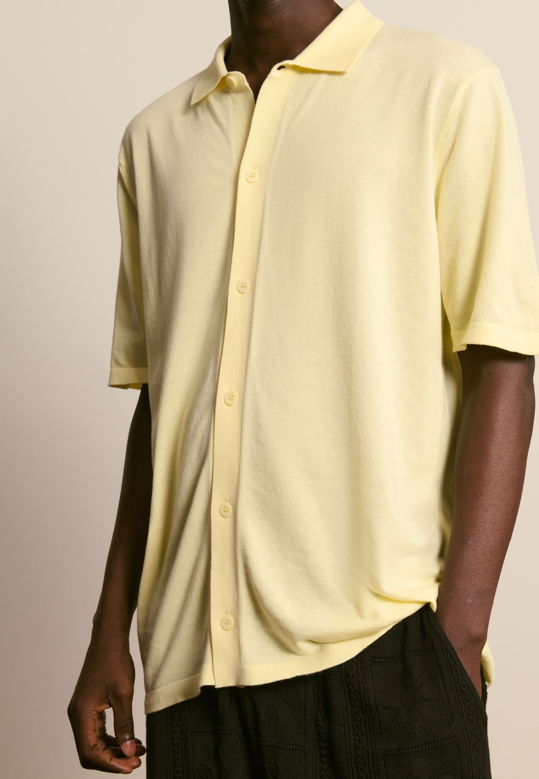 Chemise manches courtes en coton MAISON MONTAGUT Jaune