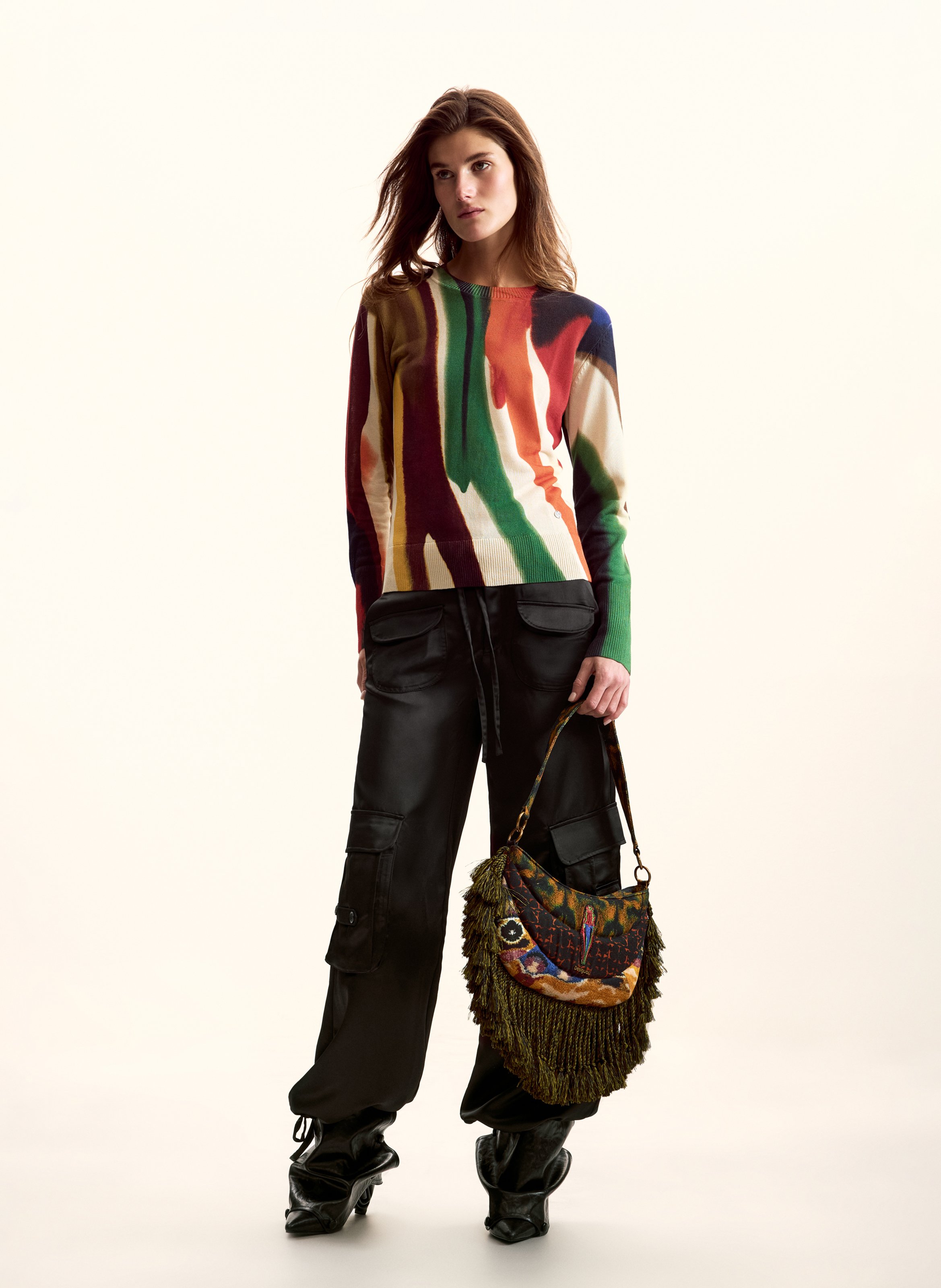 Round-neck printed sweater DESIGUAL Multicolored