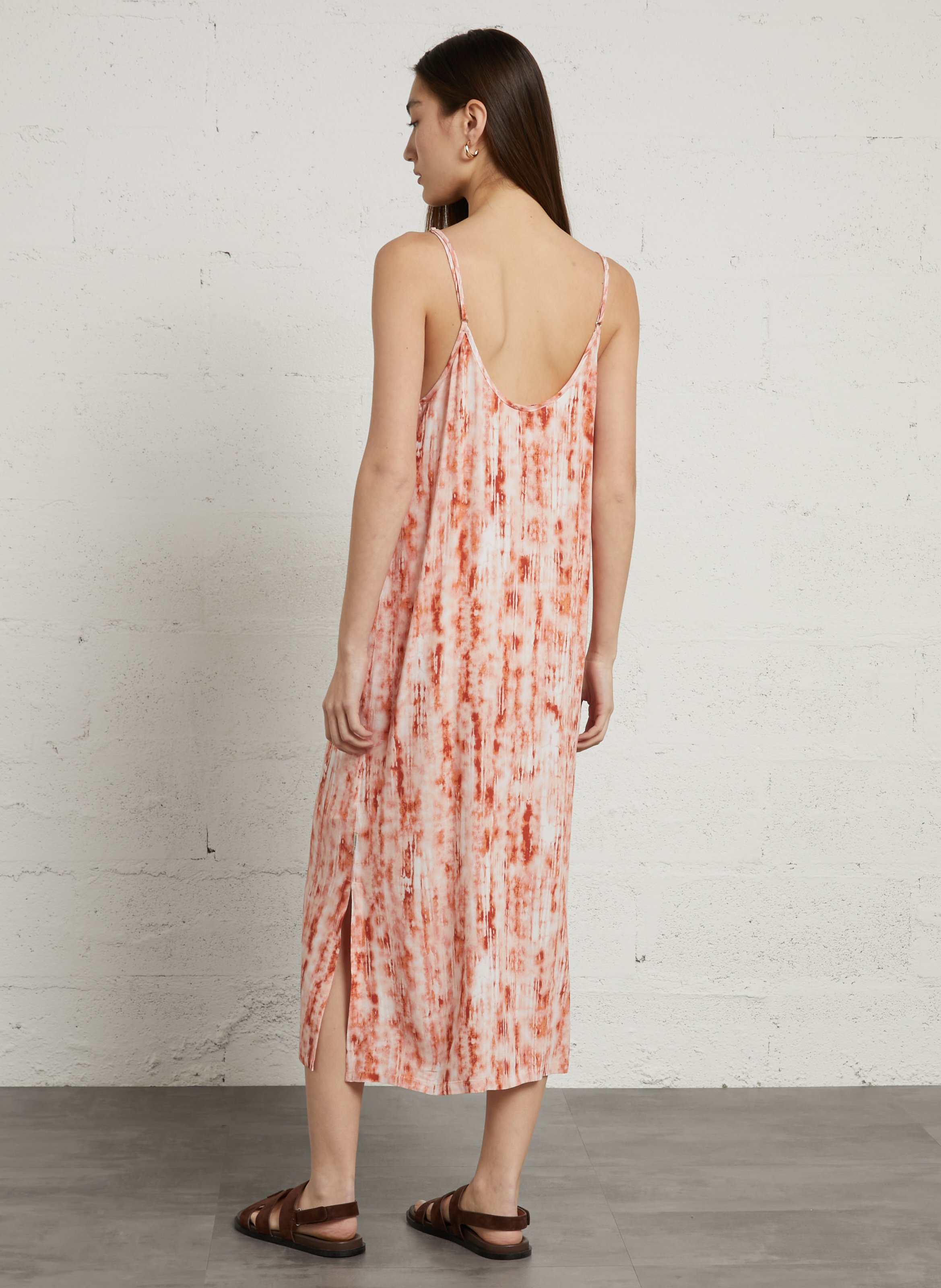 Robe midi imprimée col rond LE TEMPS DES CERISES Rose