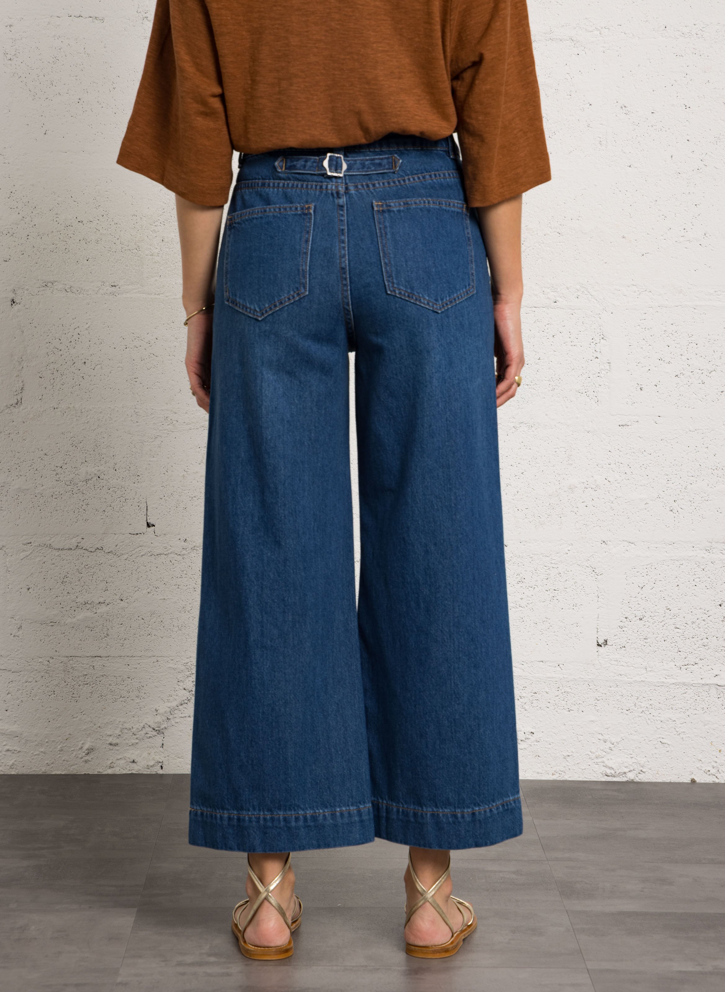 Cropped, wijde katoenen jeans MAISON 123 Blauw
