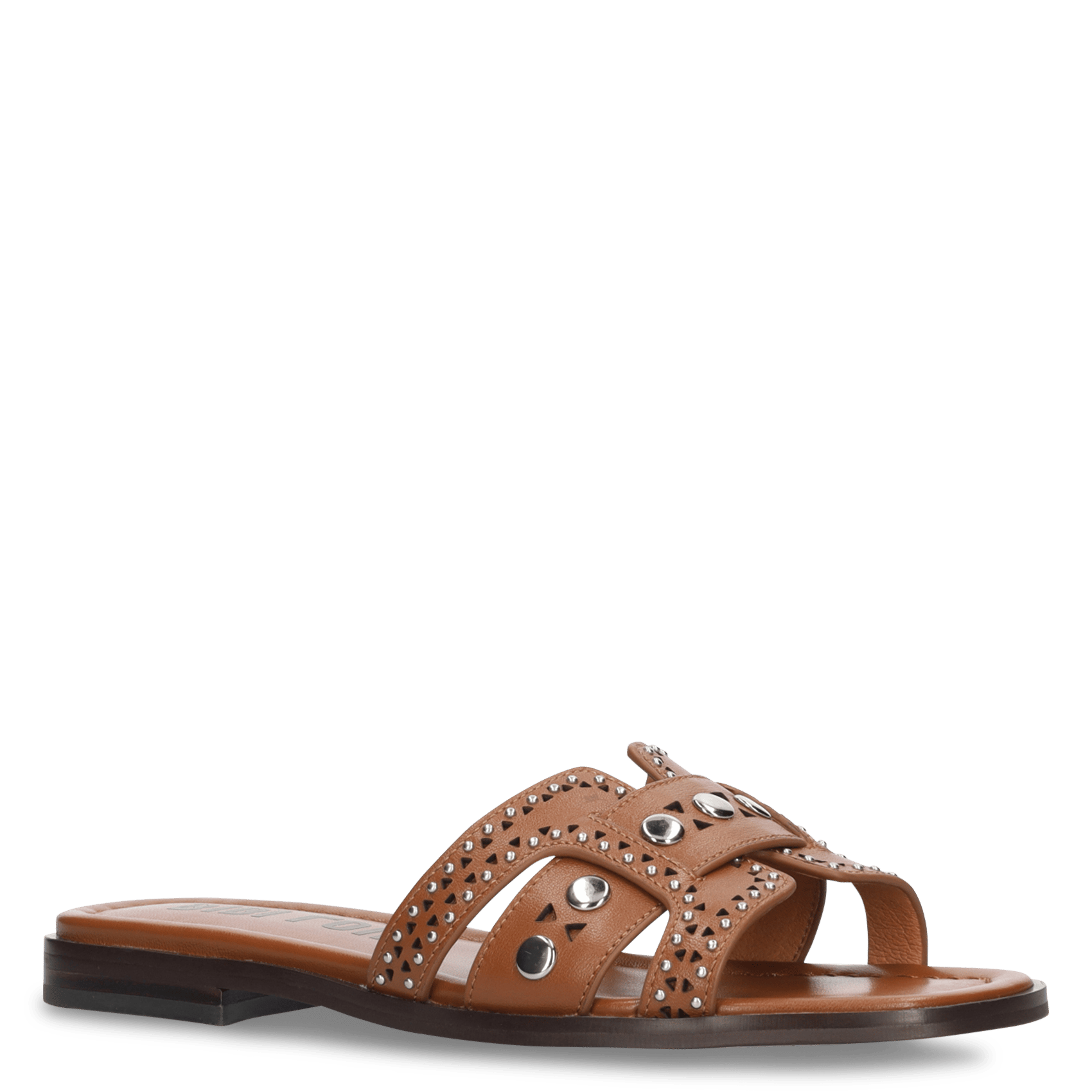 Avarca Berlin - Flache Ledersandalen mit Samt BIBI LOU Braun