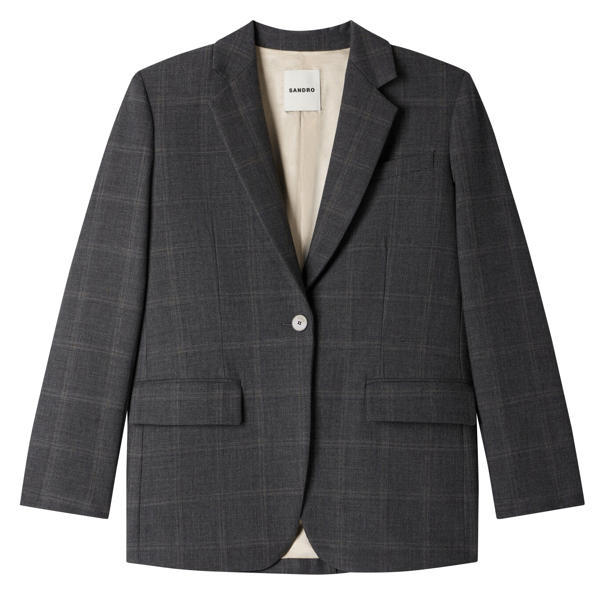 Veste tailleur ample à carreaux SANDRO Gris