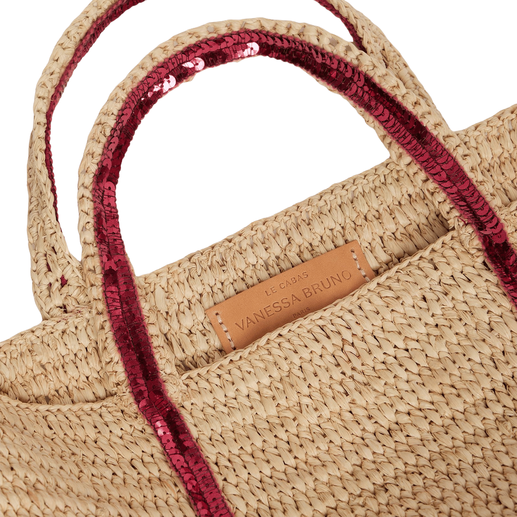 Sequined raffia tote bag VANESSA BRUNO Pink