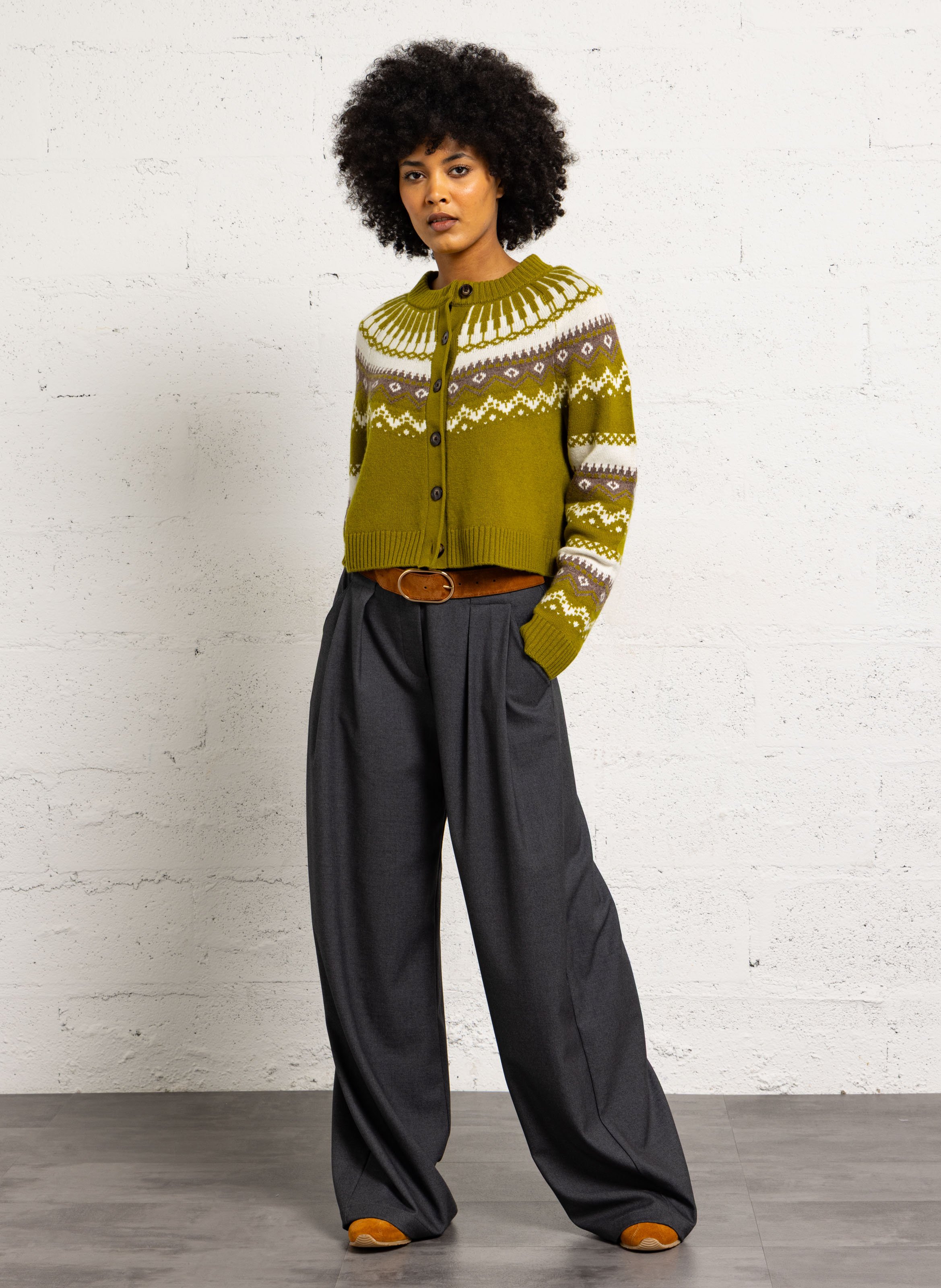Gilet oversize en laine mélangée SUNCOO Vert