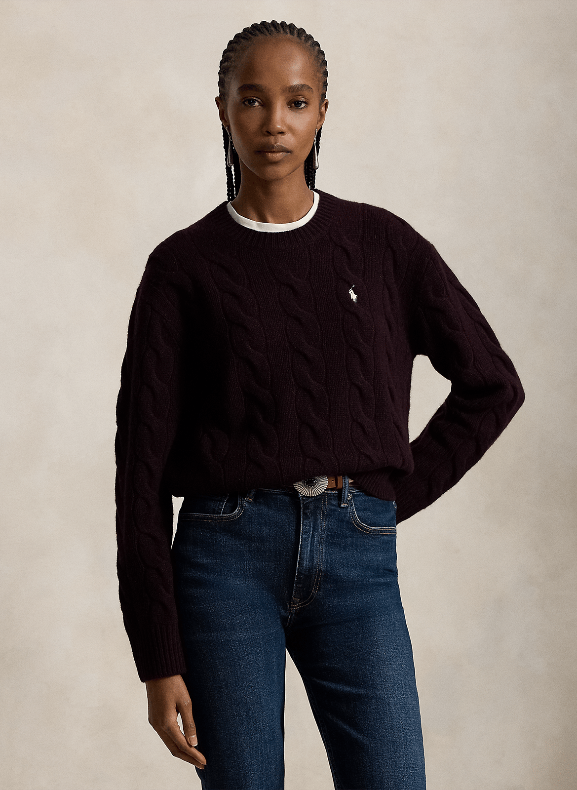 Pull col rond en laine mélangée POLO RALPH LAUREN Violet